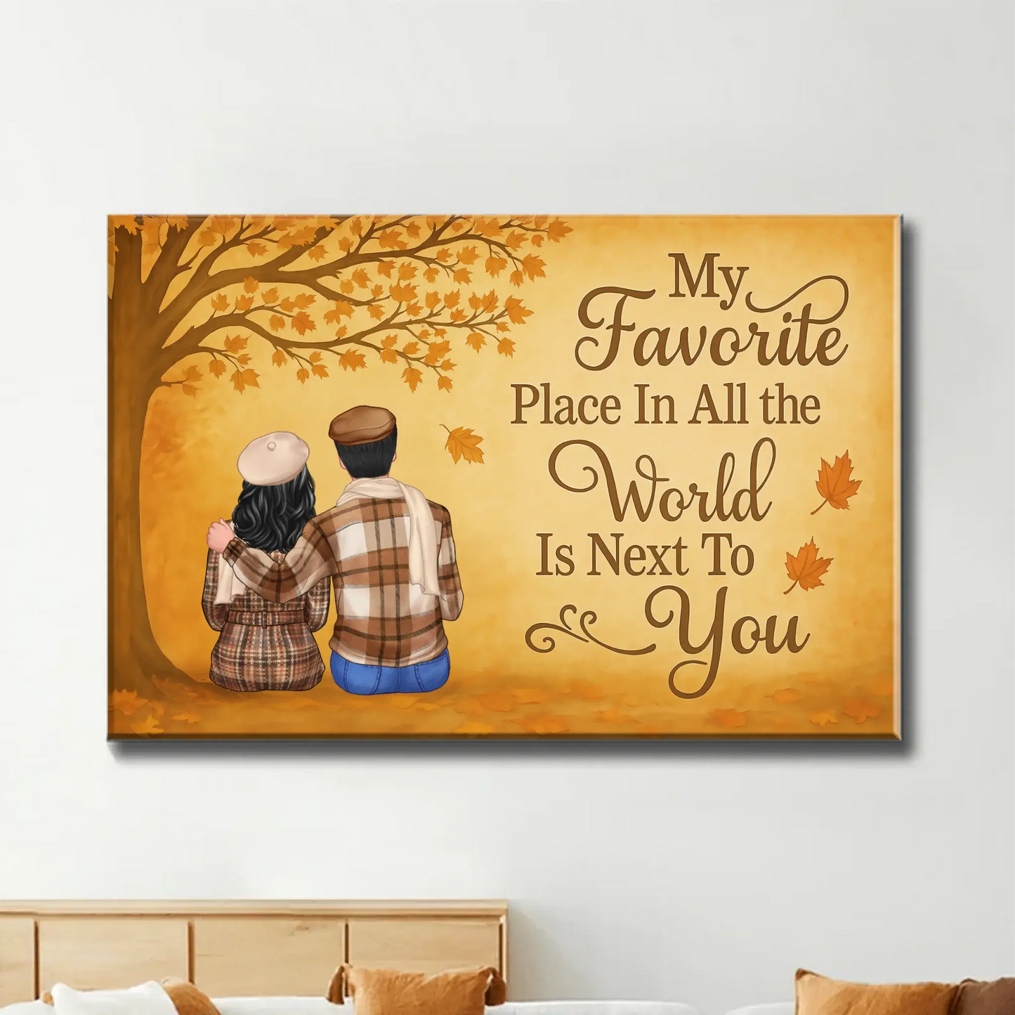 My Favorite Place Is Next To You – Personalized Fall Couple Poster/Canvas – Romantic Autumn Gift for Him or Her Ezcustomize