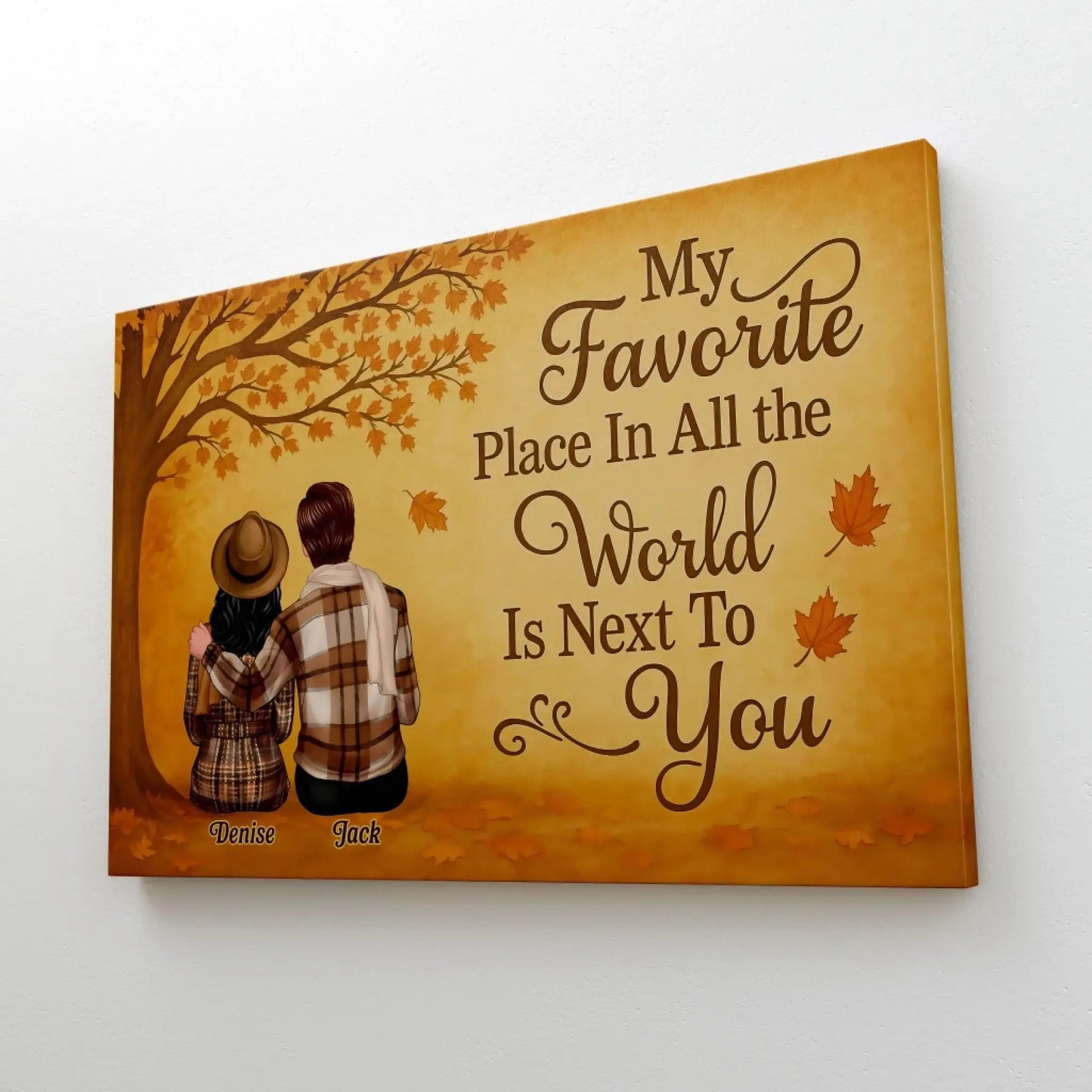 My Favorite Place Is Next To You – Personalized Fall Couple Poster/Canvas – Romantic Autumn Gift for Him or Her Ezcustomize