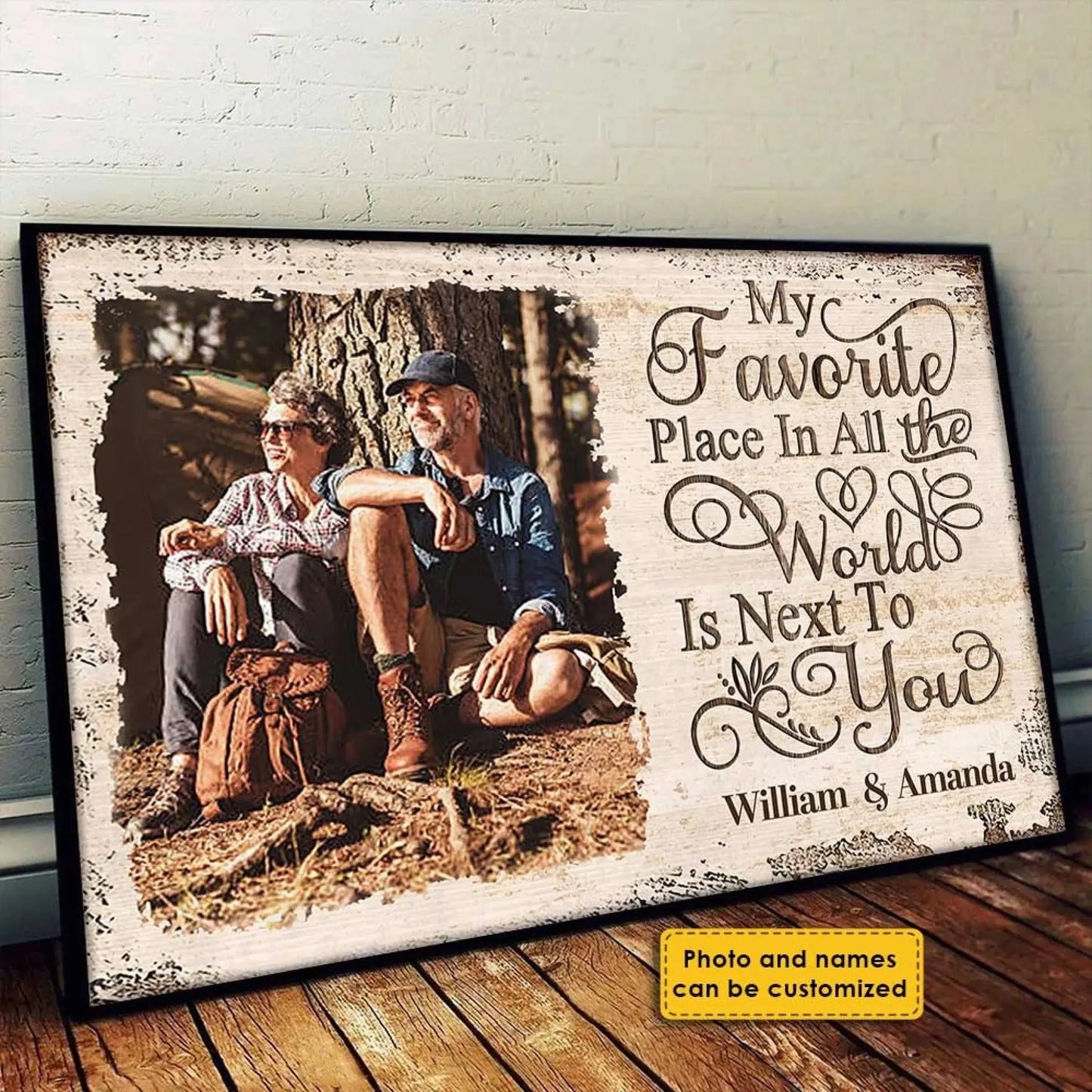 My Favorite Place Is Next To You – Personalized Photo Poster/Canvas with Names – Custom Romantic Gift for Couples Ezcustomize