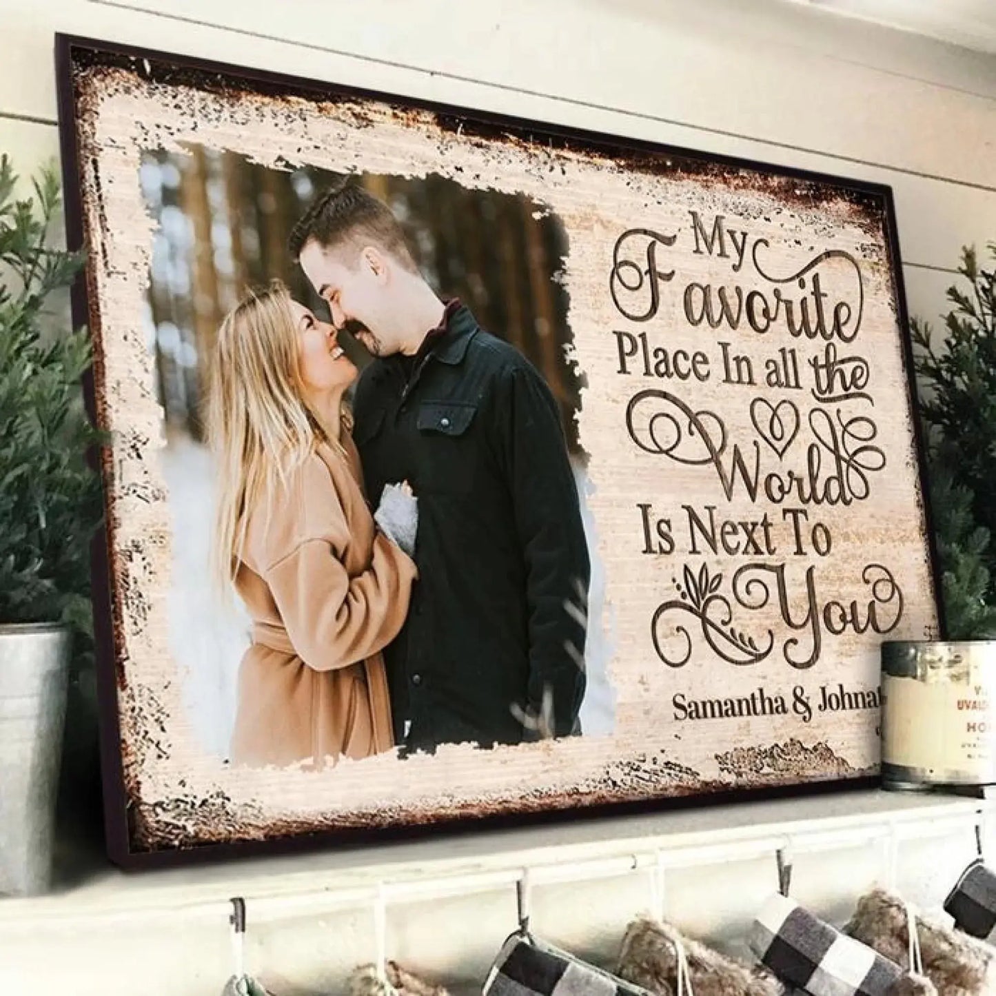 My Favorite Place Is Next To You – Personalized Photo Poster/Canvas with Names – Custom Romantic Gift for Couples Ezcustomize