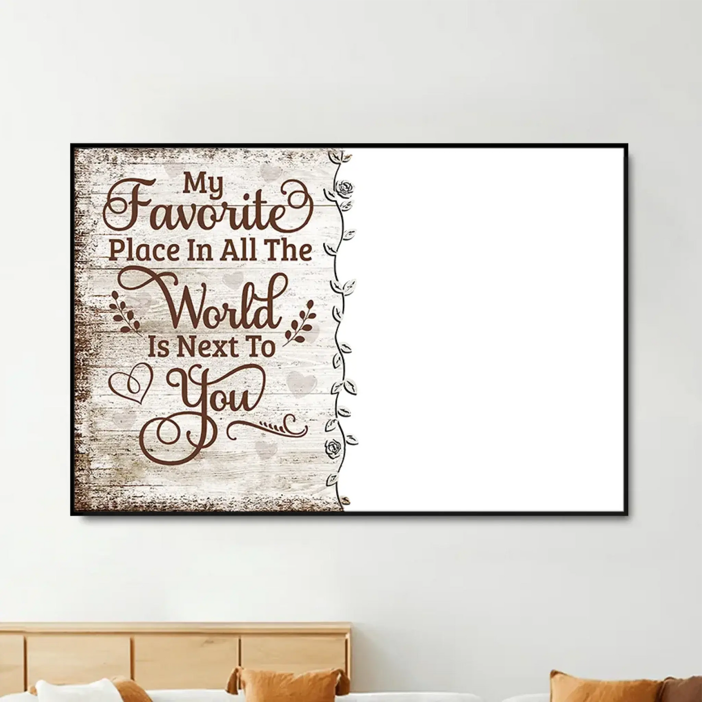 My Favorite Place Is Next To You – Personalized Photo Poster/Canvas with Names – Rustic Couple Wall Art Gift for Anniversary or Wedding Ezcustomize