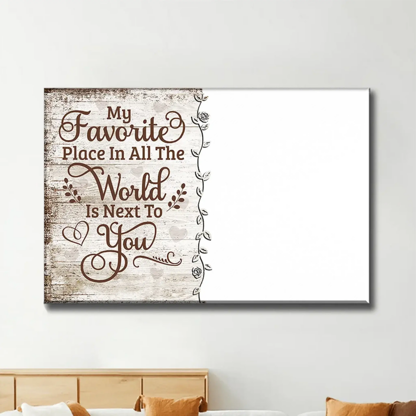 My Favorite Place Is Next To You – Personalized Photo Poster/Canvas with Names – Rustic Couple Wall Art Gift for Anniversary or Wedding Ezcustomize