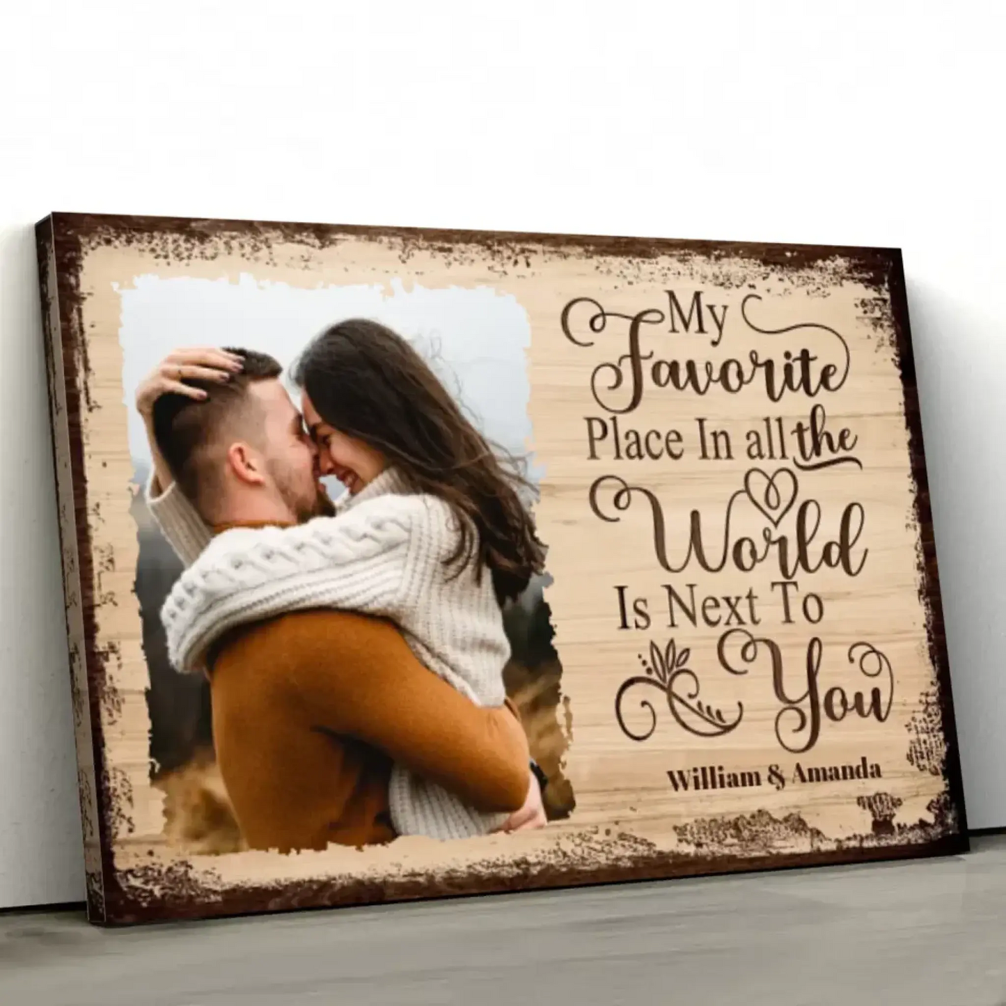 "My Favorite Place Is Next to You" Photo Art – Personalized Poster/Canvas – Romantic Custom Gift for Couples Ezcustomize