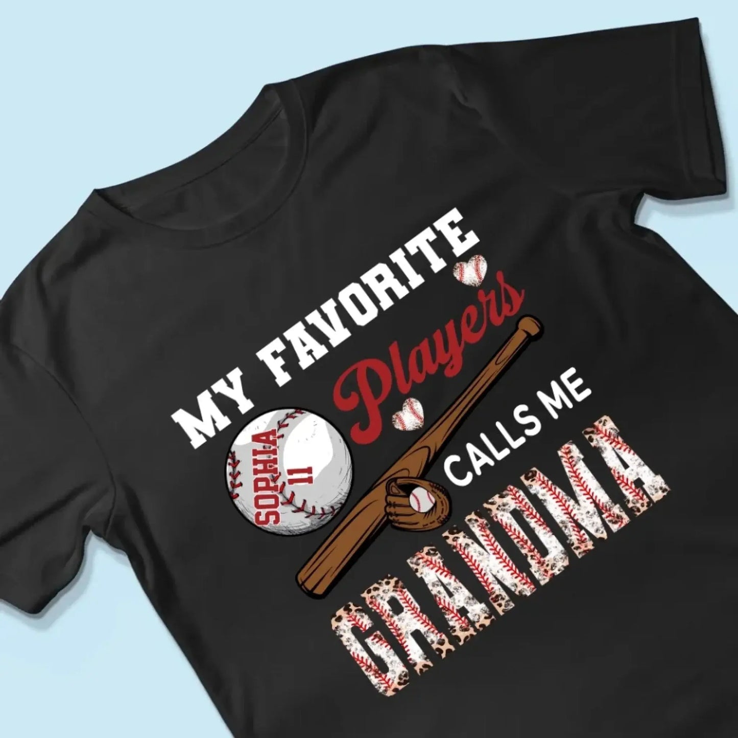 My Favorite Player Calls Me Grandma - Personalized Custom T Shirt - Birthday, Loving, Funny Gift for Grandma/Nana/Mimi, Mom, Wife, Grandparent Ezcustomize