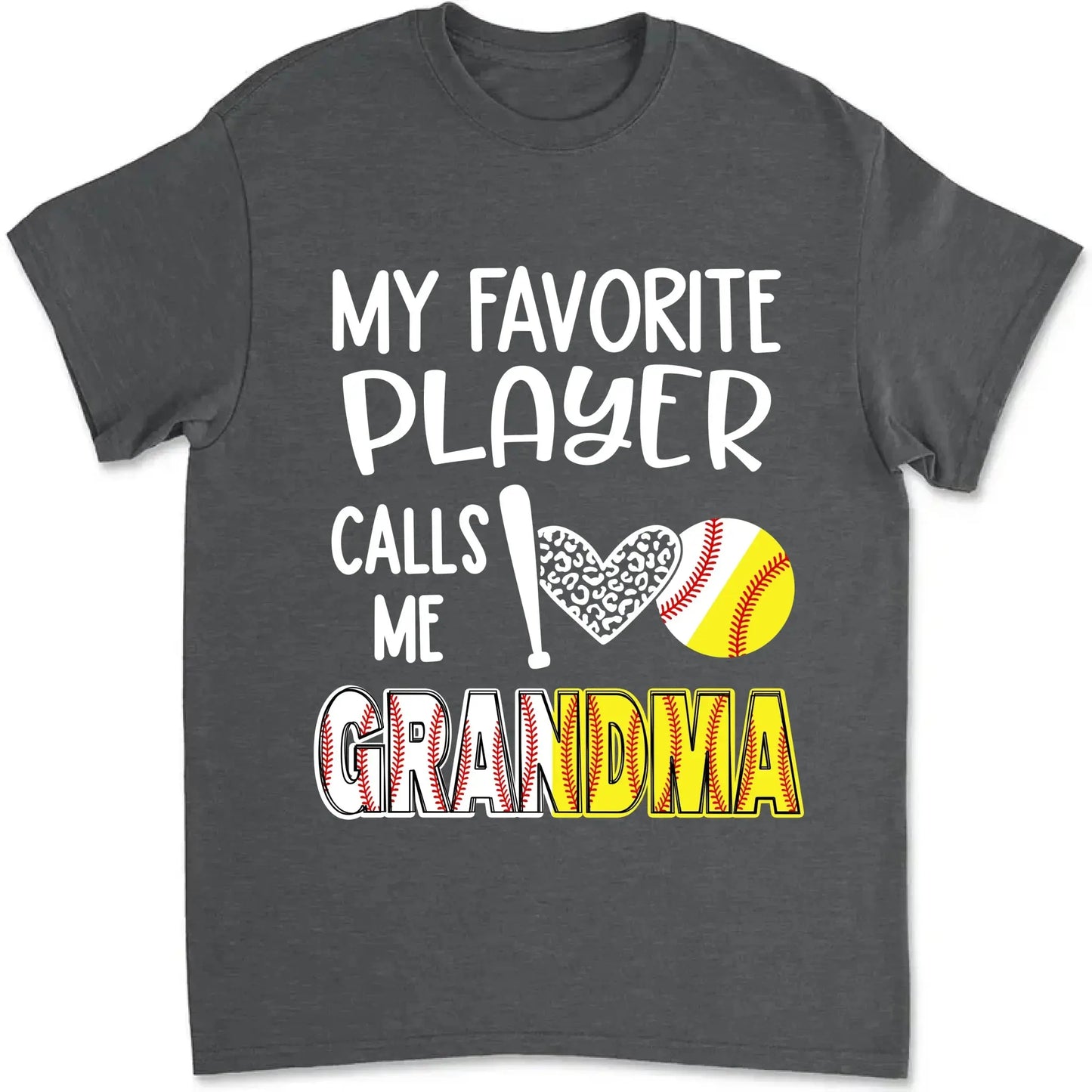 My Favorite Player Calls Me Grandma Shirt – Personalized Baseball/Softball T-Shirt with Name & Ball Style Ezcustomize