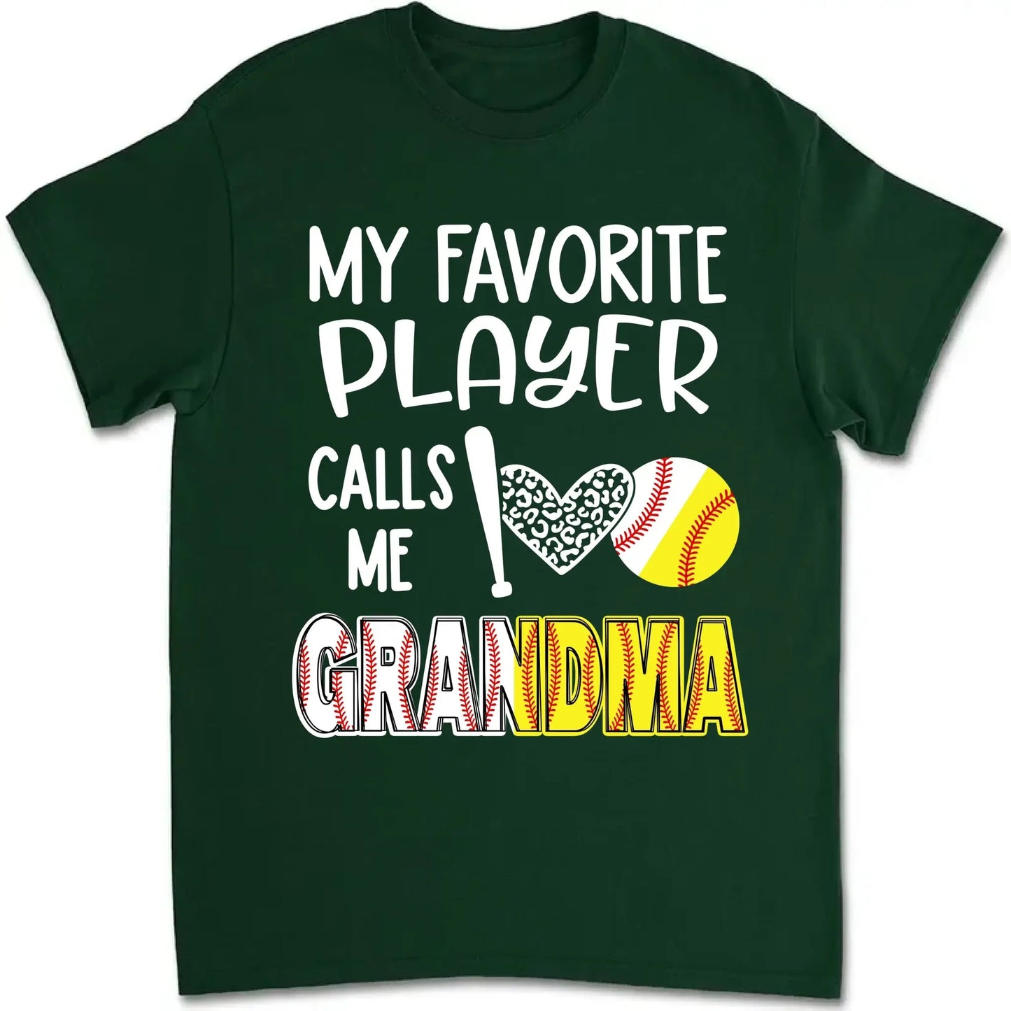 My Favorite Player Calls Me Grandma Shirt – Personalized Baseball/Softball T-Shirt with Name & Ball Style Ezcustomize