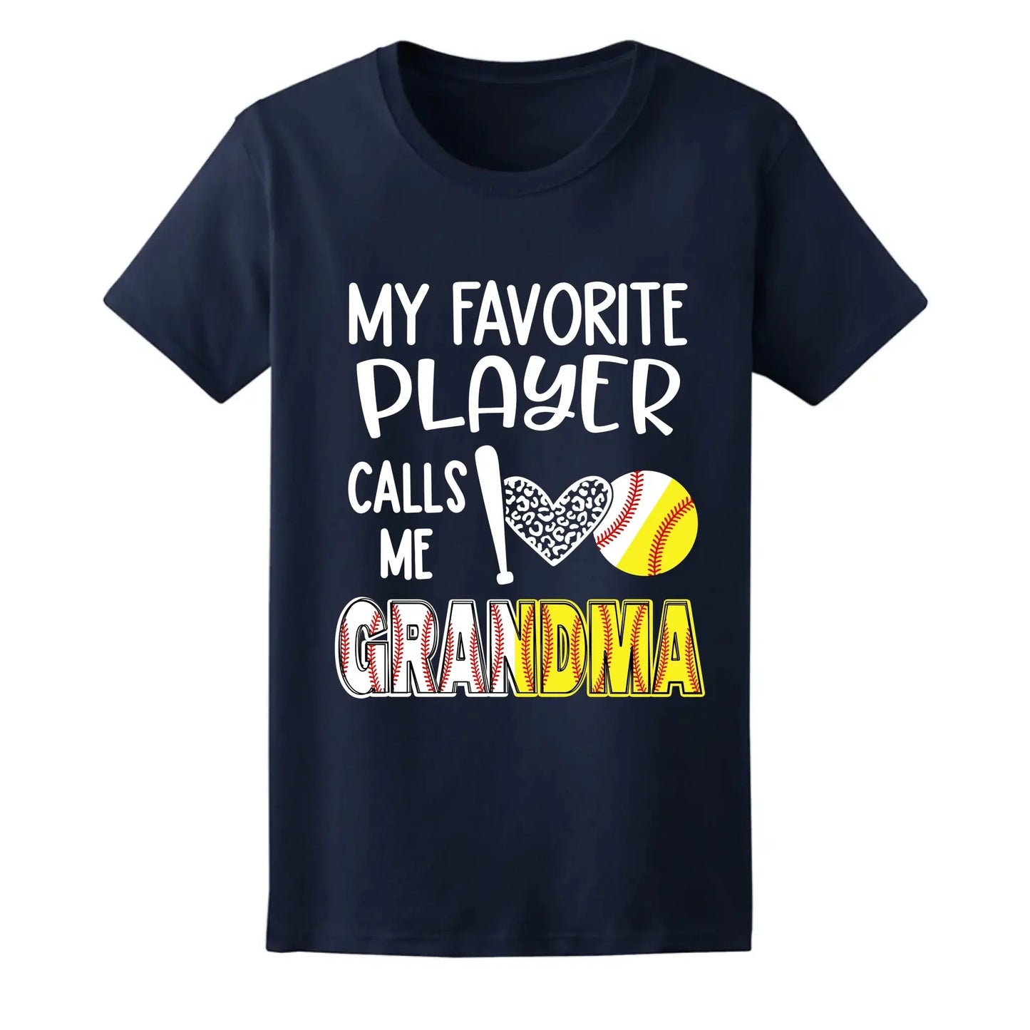 My Favorite Player Calls Me Grandma Shirt – Personalized Baseball/Softball T-Shirt with Name & Ball Style Ezcustomize