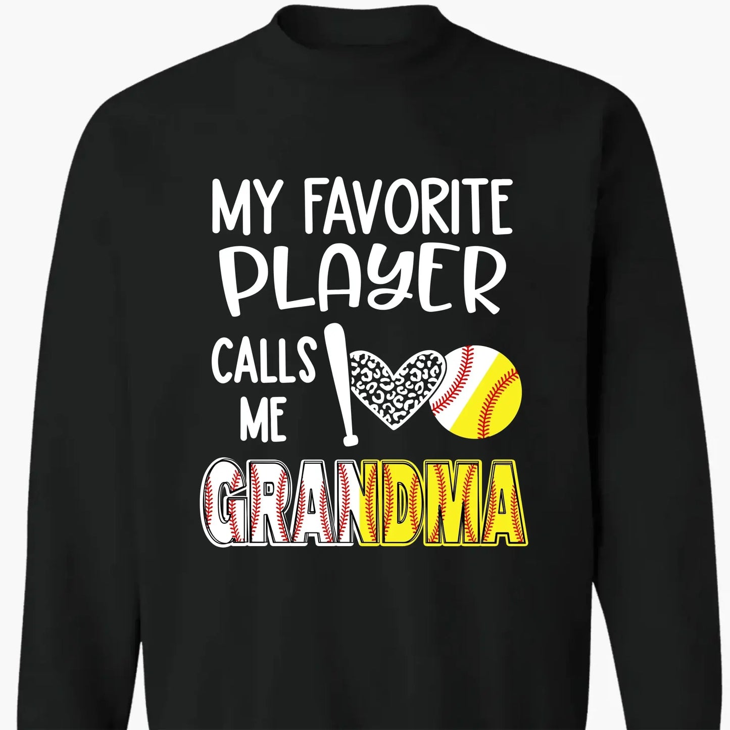 My Favorite Player Calls Me Grandma Shirt – Personalized Baseball/Softball T-Shirt with Name & Ball Style Ezcustomize