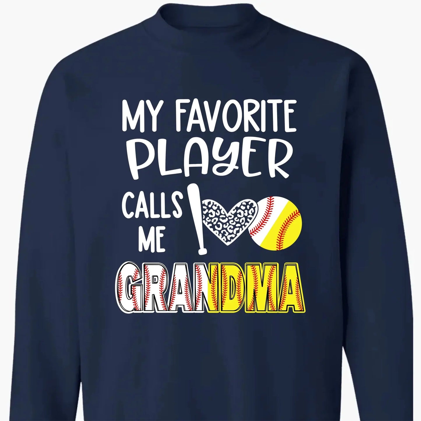 My Favorite Player Calls Me Grandma Shirt – Personalized Baseball/Softball T-Shirt with Name & Ball Style Ezcustomize