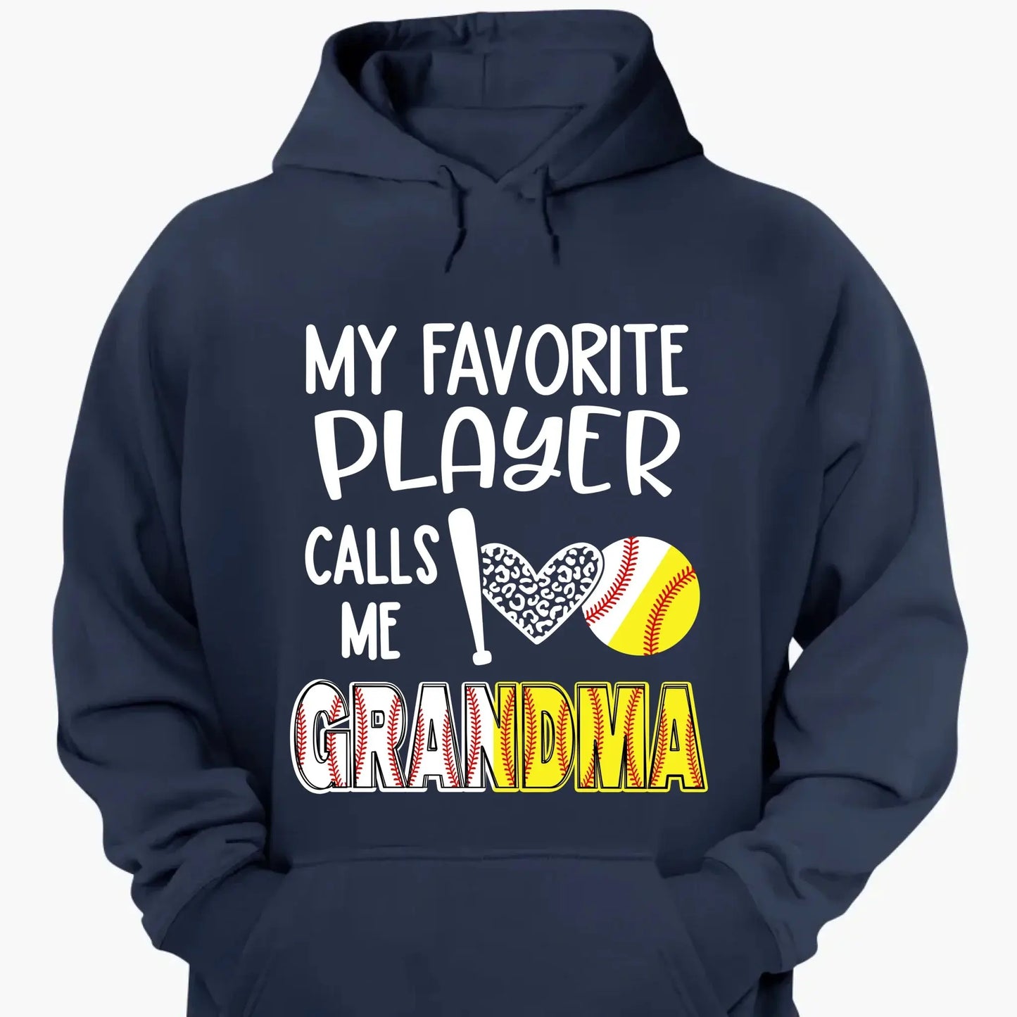 My Favorite Player Calls Me Grandma Shirt – Personalized Baseball/Softball T-Shirt with Name & Ball Style Ezcustomize