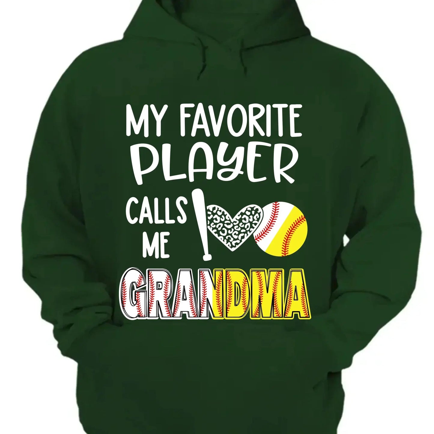 My Favorite Player Calls Me Grandma Shirt – Personalized Baseball/Softball T-Shirt with Name & Ball Style Ezcustomize
