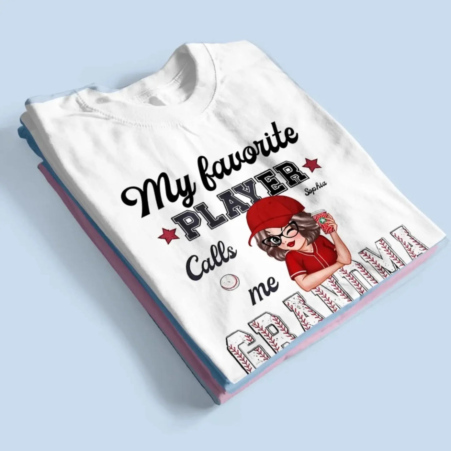 My Favorite Player Calls Me Grandma – Personalized Custom T-Shirt, Funny & Loving Gift for Grandma, Nana, Mimi, Mom, or Wife Ezcustomize