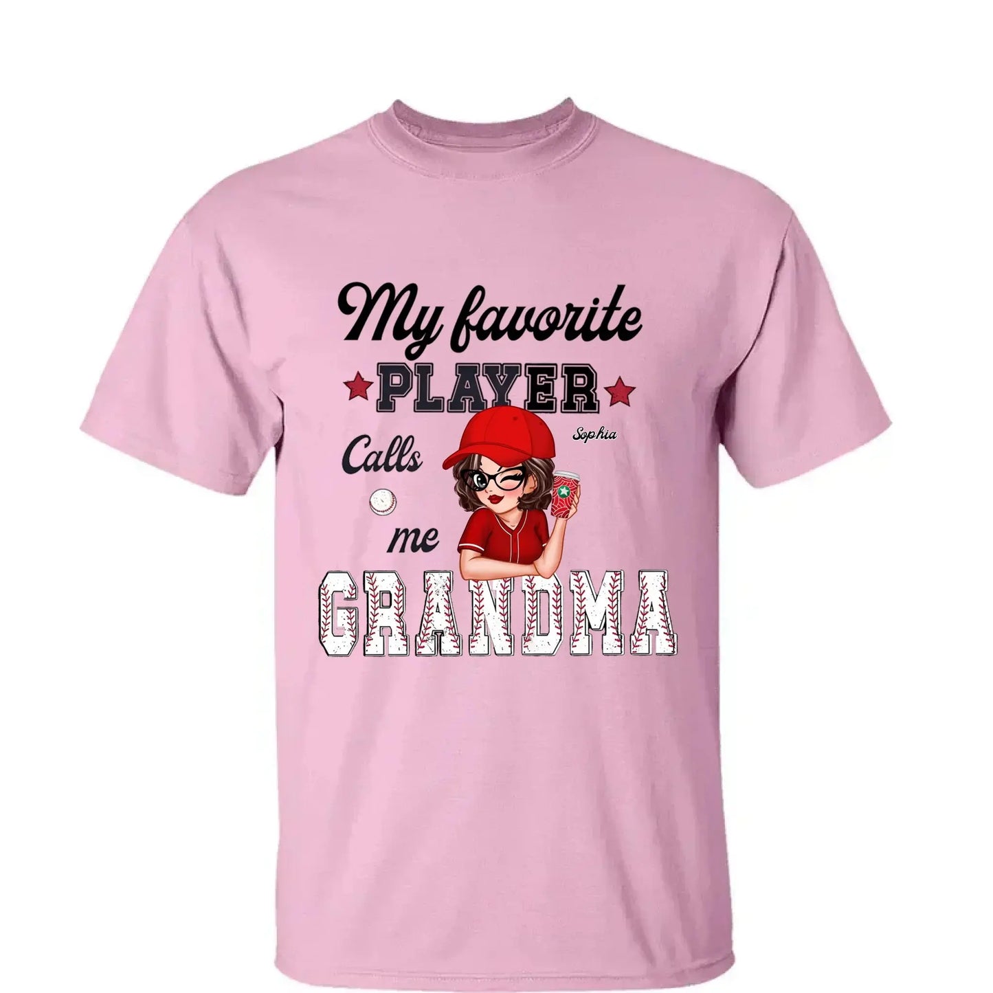 My Favorite Player Calls Me Grandma – Personalized Custom T-Shirt, Funny & Loving Gift for Grandma, Nana, Mimi, Mom, or Wife Ezcustomize