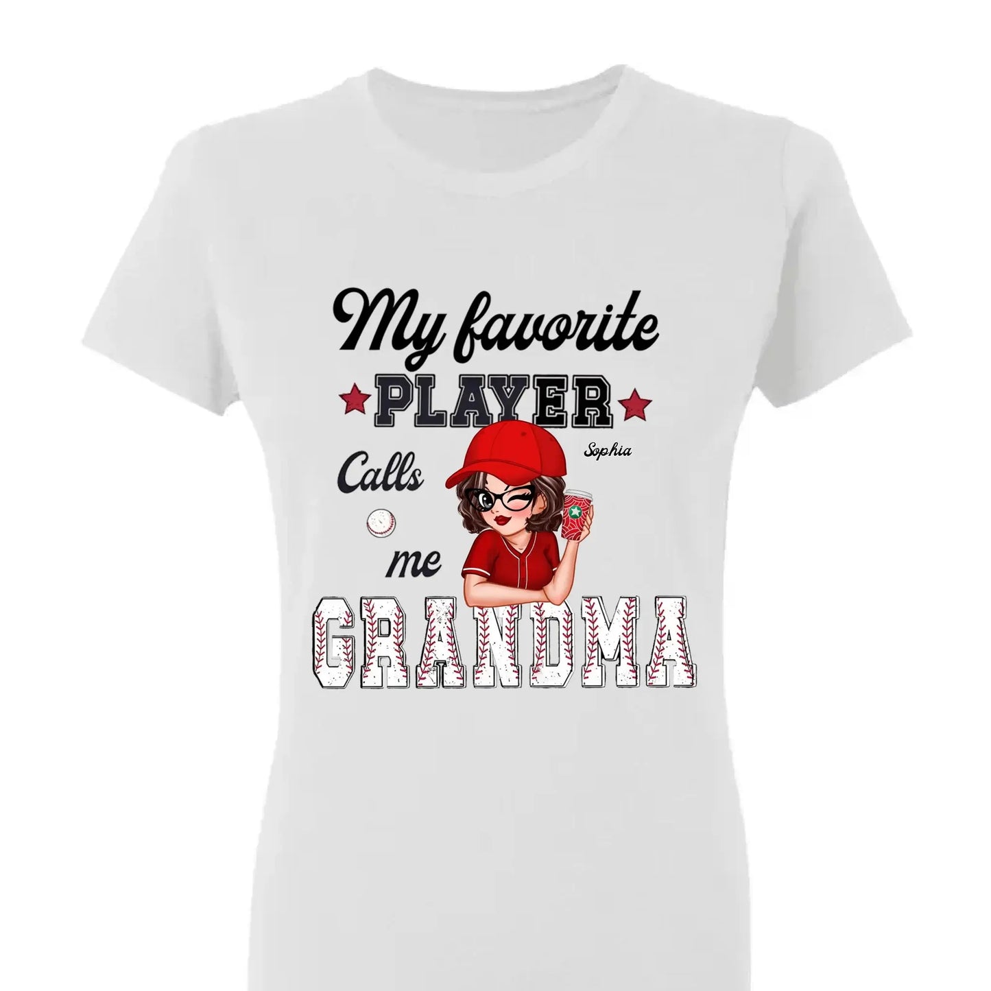My Favorite Player Calls Me Grandma – Personalized Custom T-Shirt, Funny & Loving Gift for Grandma, Nana, Mimi, Mom, or Wife Ezcustomize