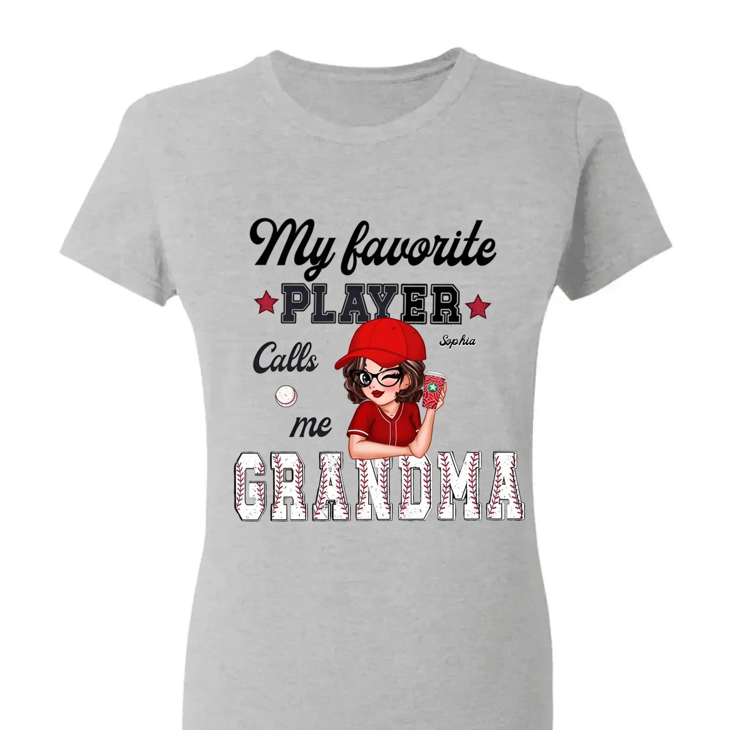 My Favorite Player Calls Me Grandma – Personalized Custom T-Shirt, Funny & Loving Gift for Grandma, Nana, Mimi, Mom, or Wife Ezcustomize