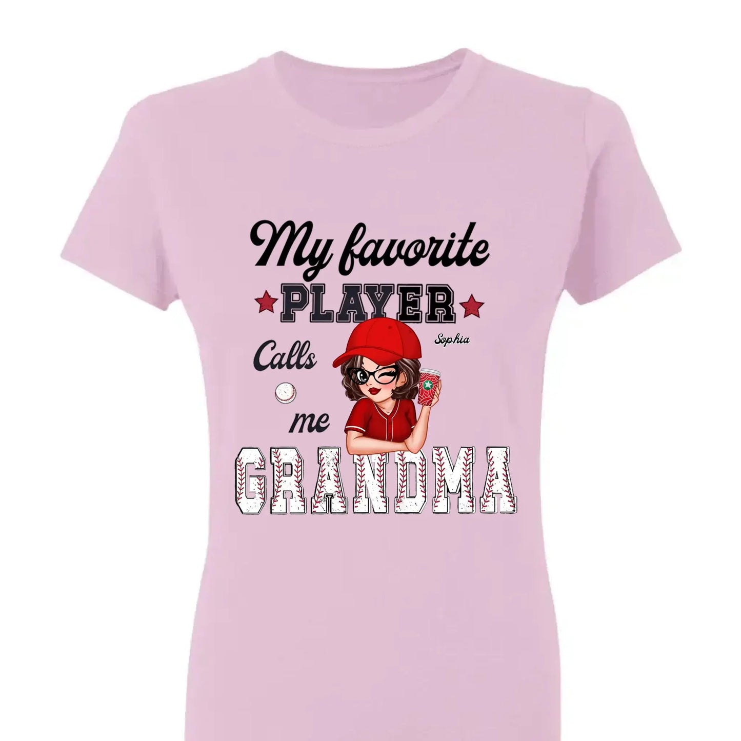 My Favorite Player Calls Me Grandma – Personalized Custom T-Shirt, Funny & Loving Gift for Grandma, Nana, Mimi, Mom, or Wife Ezcustomize