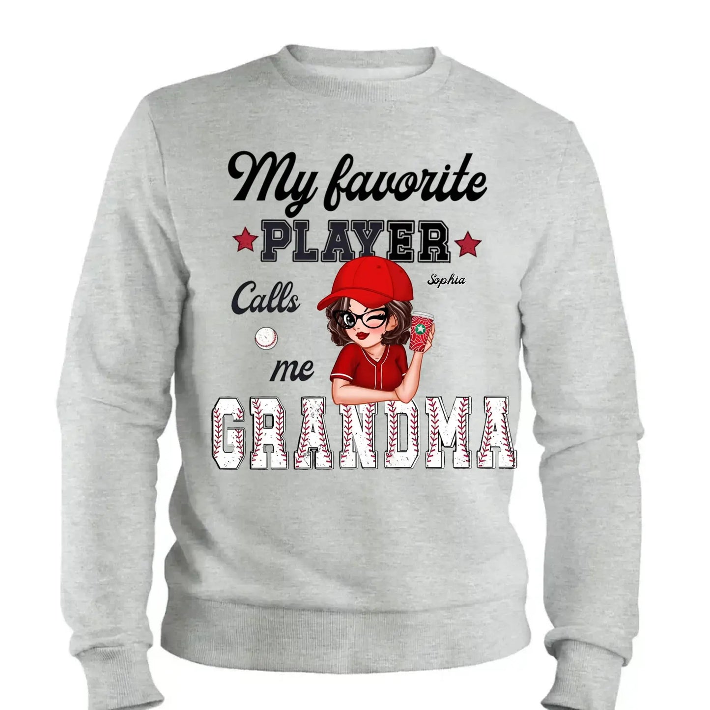 My Favorite Player Calls Me Grandma – Personalized Custom T-Shirt, Funny & Loving Gift for Grandma, Nana, Mimi, Mom, or Wife Ezcustomize