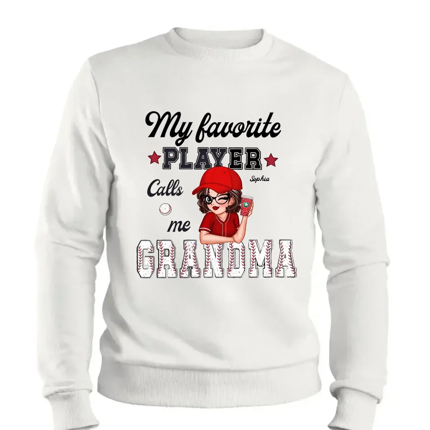 My Favorite Player Calls Me Grandma – Personalized Custom T-Shirt, Funny & Loving Gift for Grandma, Nana, Mimi, Mom, or Wife Ezcustomize