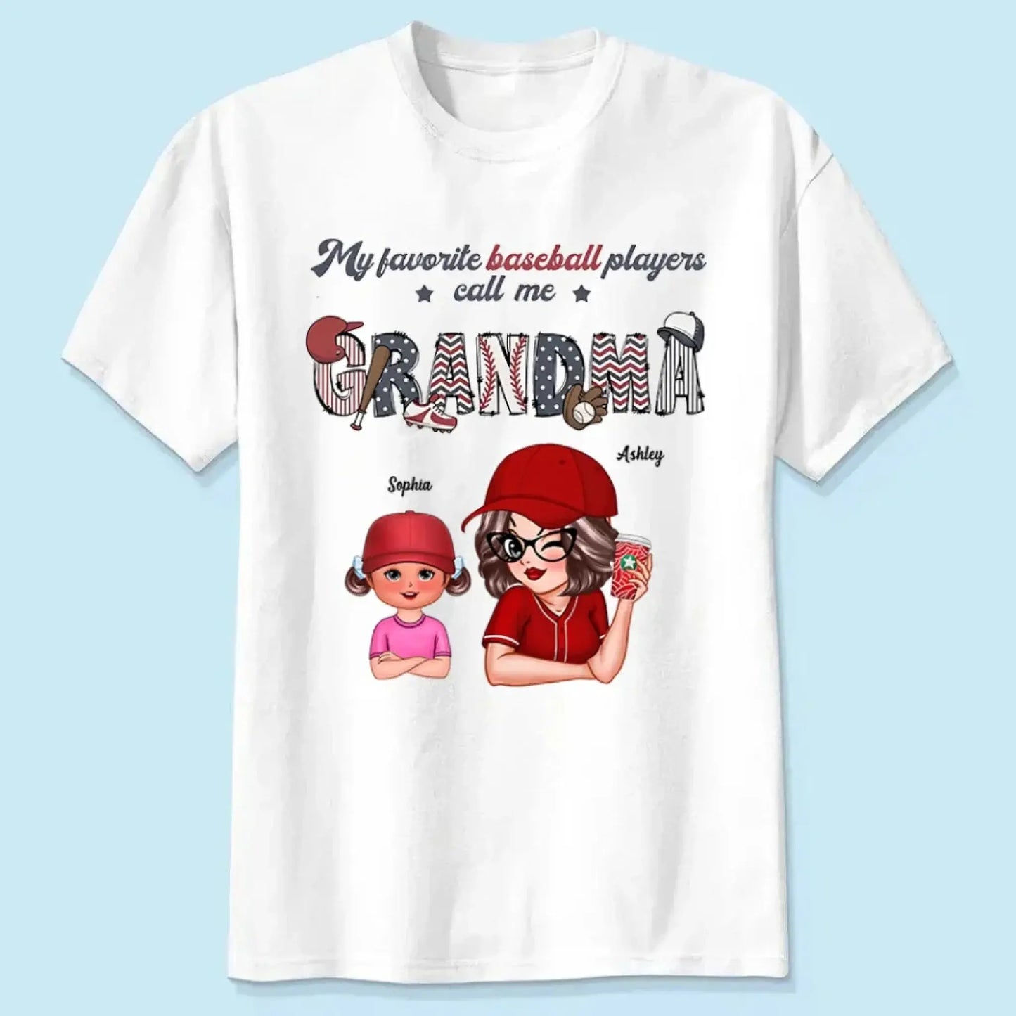 My Favorite Player Calls Me Shirt – Personalized Custom T-Shirt – Sports Gift for Mom or Grandma with Kid’s Name Ezcustomize
