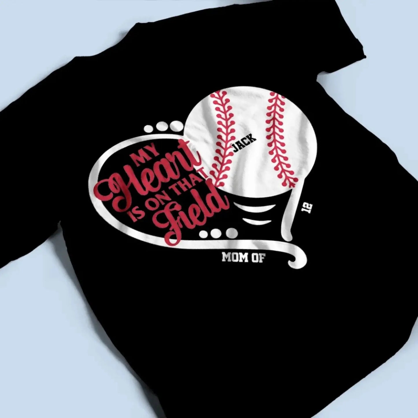 My Heart Is On That Field - Personalized T-Shirt, Gift For Sport Grandma, Sport Mom Ezcustomize