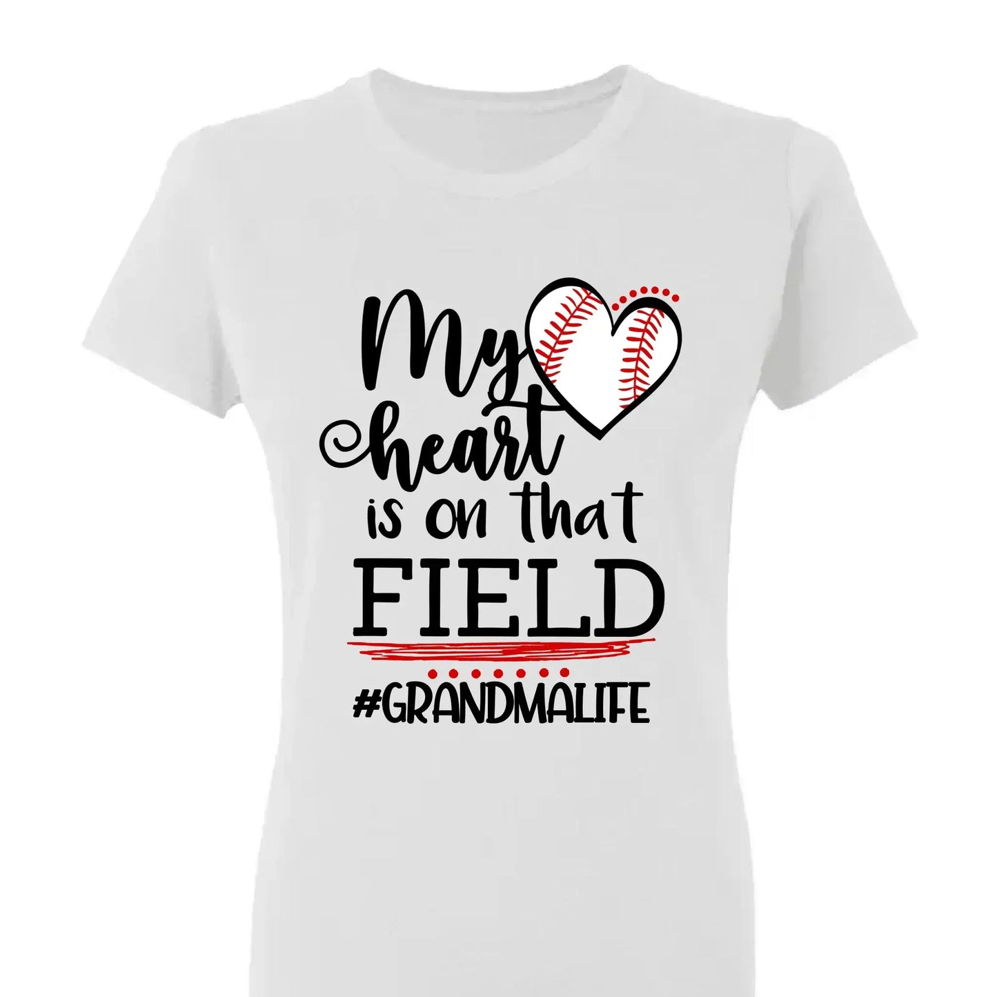 My Heart Is on That Field Shirt – Personalized Baseball Ballpark Design – Custom Mother’s Day Gift for Grandma, Nana, or Gigi Ezcustomize