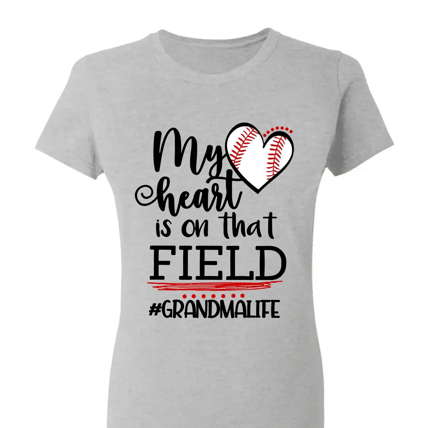 My Heart Is on That Field Shirt – Personalized Baseball Ballpark Design – Custom Mother’s Day Gift for Grandma, Nana, or Gigi Ezcustomize