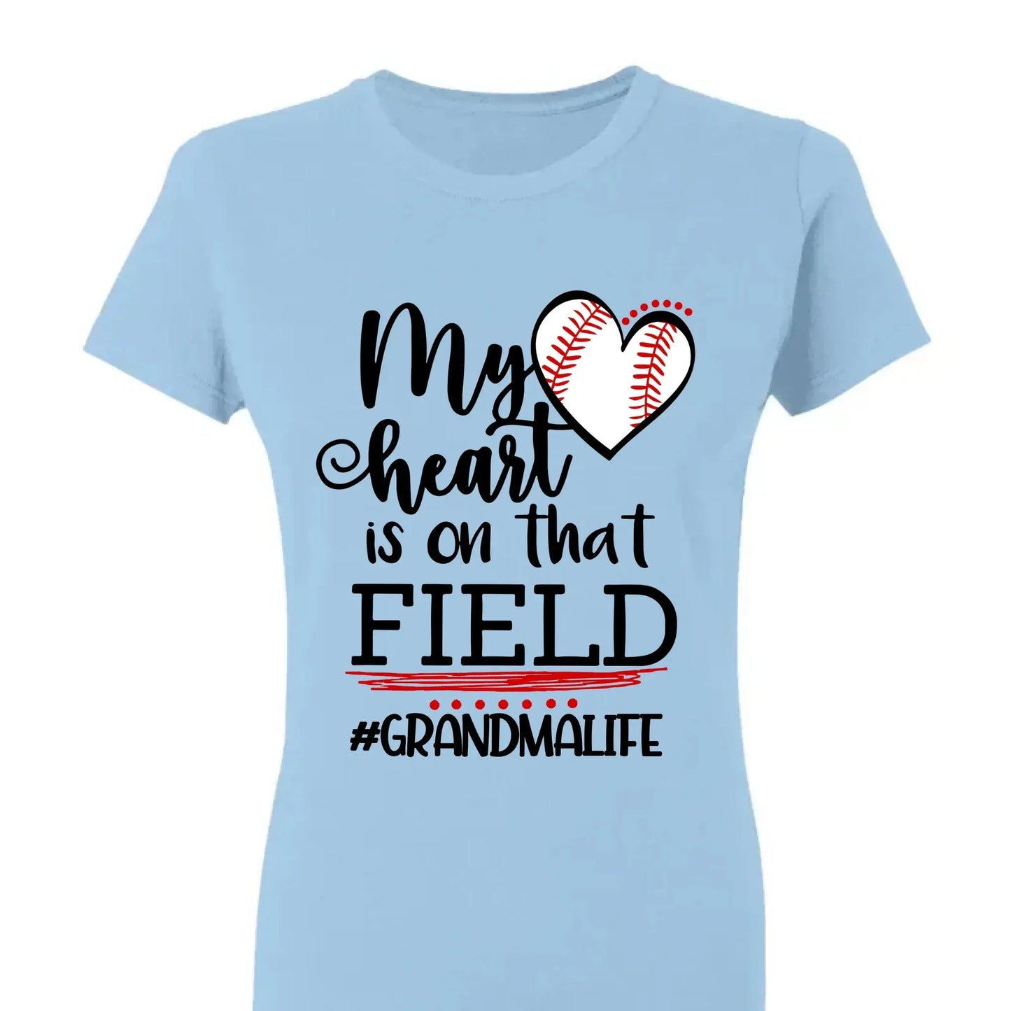 My Heart Is on That Field Shirt – Personalized Baseball Ballpark Design – Custom Mother’s Day Gift for Grandma, Nana, or Gigi Ezcustomize
