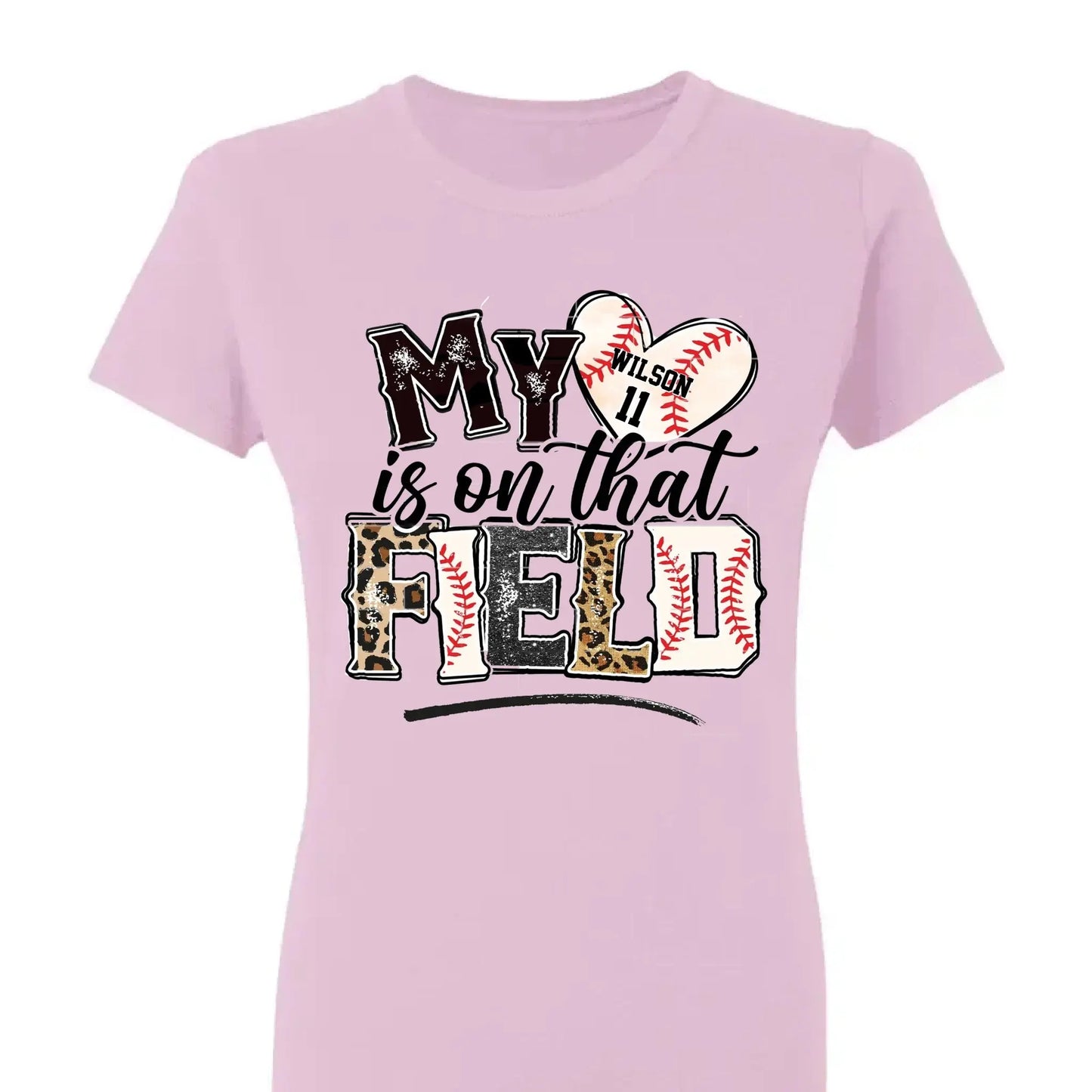 My Heart Is on That Field – Personalized T-Shirt – Custom Gift for Sport Mom or Grandma with Kids’ Names or Jersey Numbers Ezcustomize