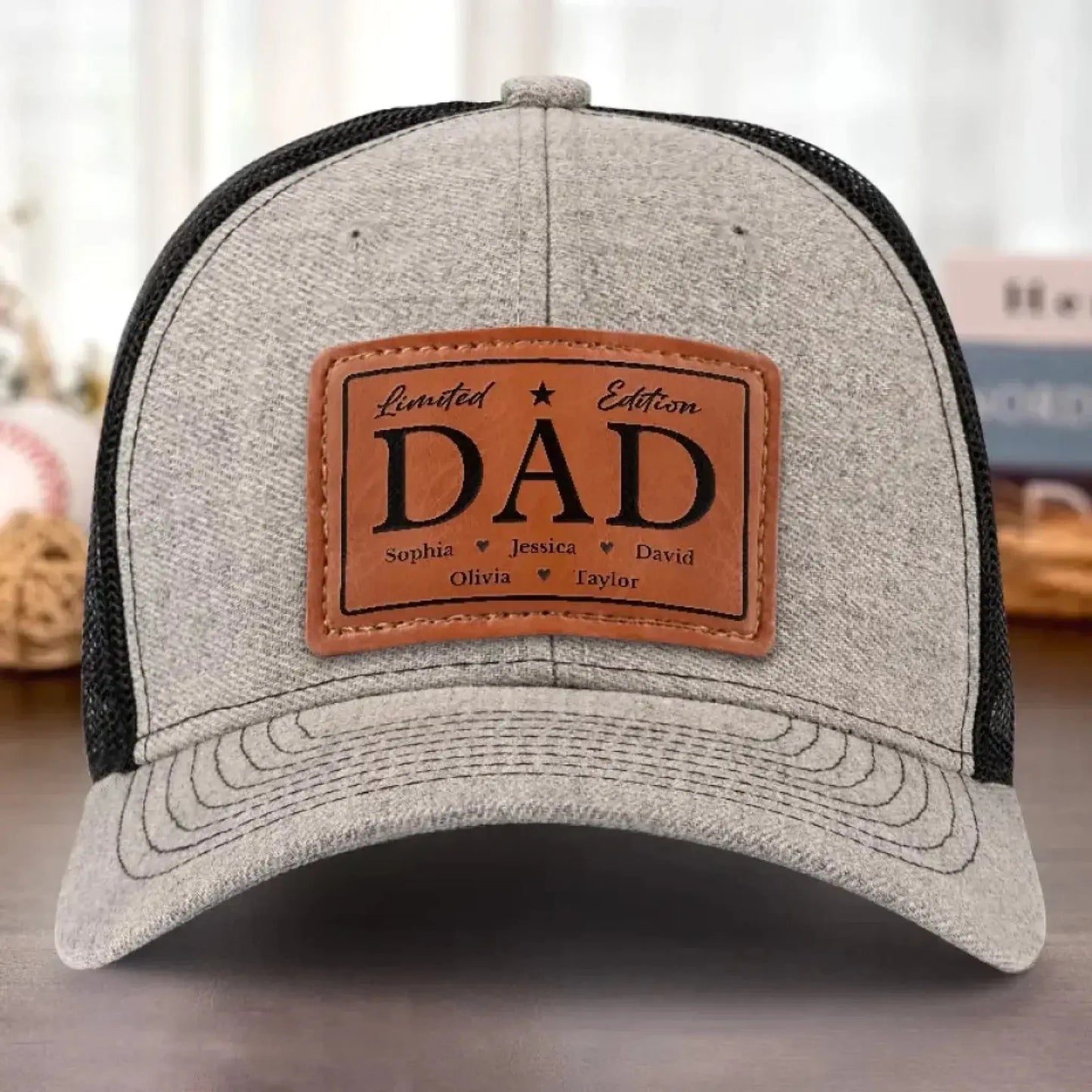 My Incomparable Dad - Family Personalized Custom Leather Patch Hat - Gift For Dad, Grandpa Ezcustomize