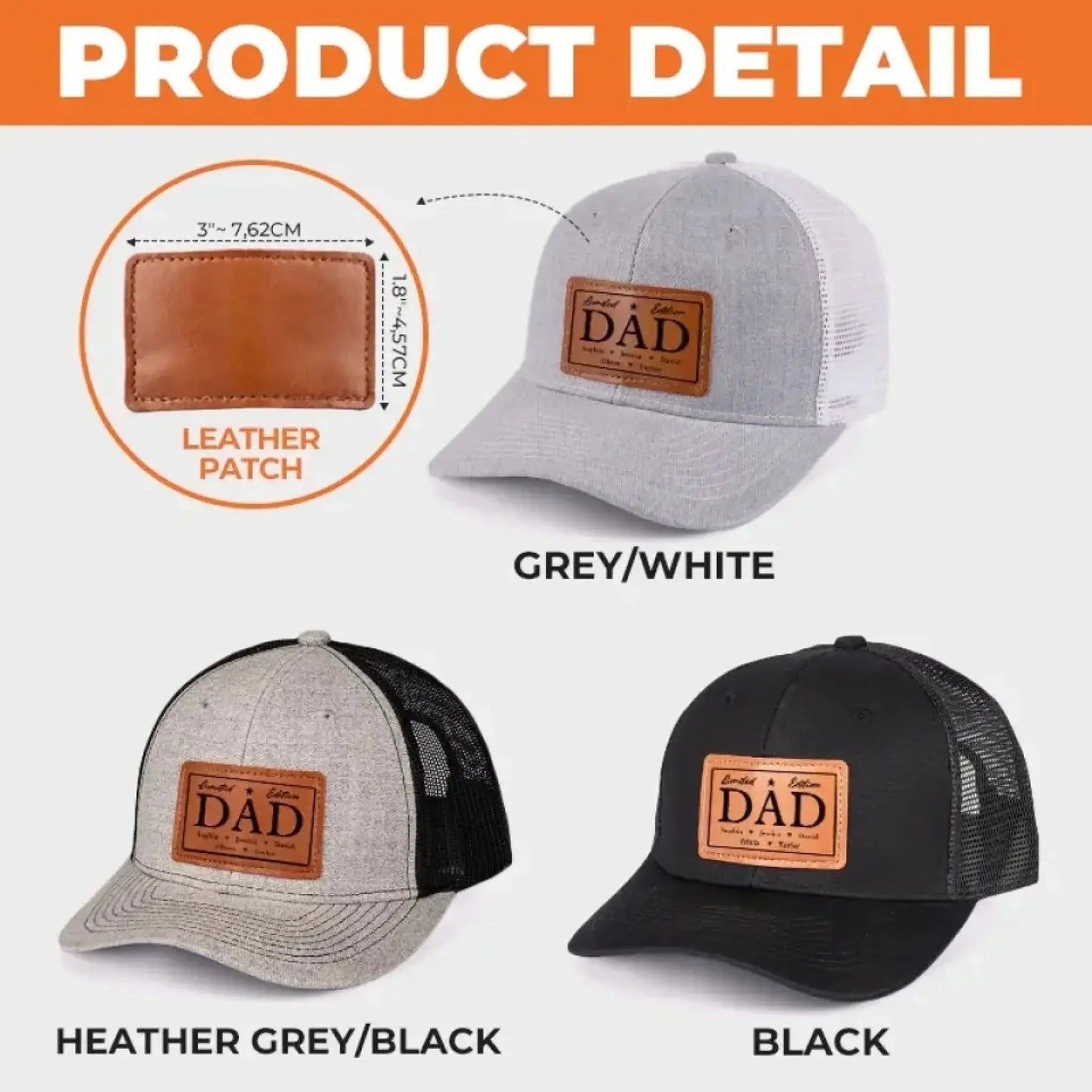 My Incomparable Dad - Family Personalized Custom Leather Patch Hat - Gift For Dad, Grandpa Ezcustomize