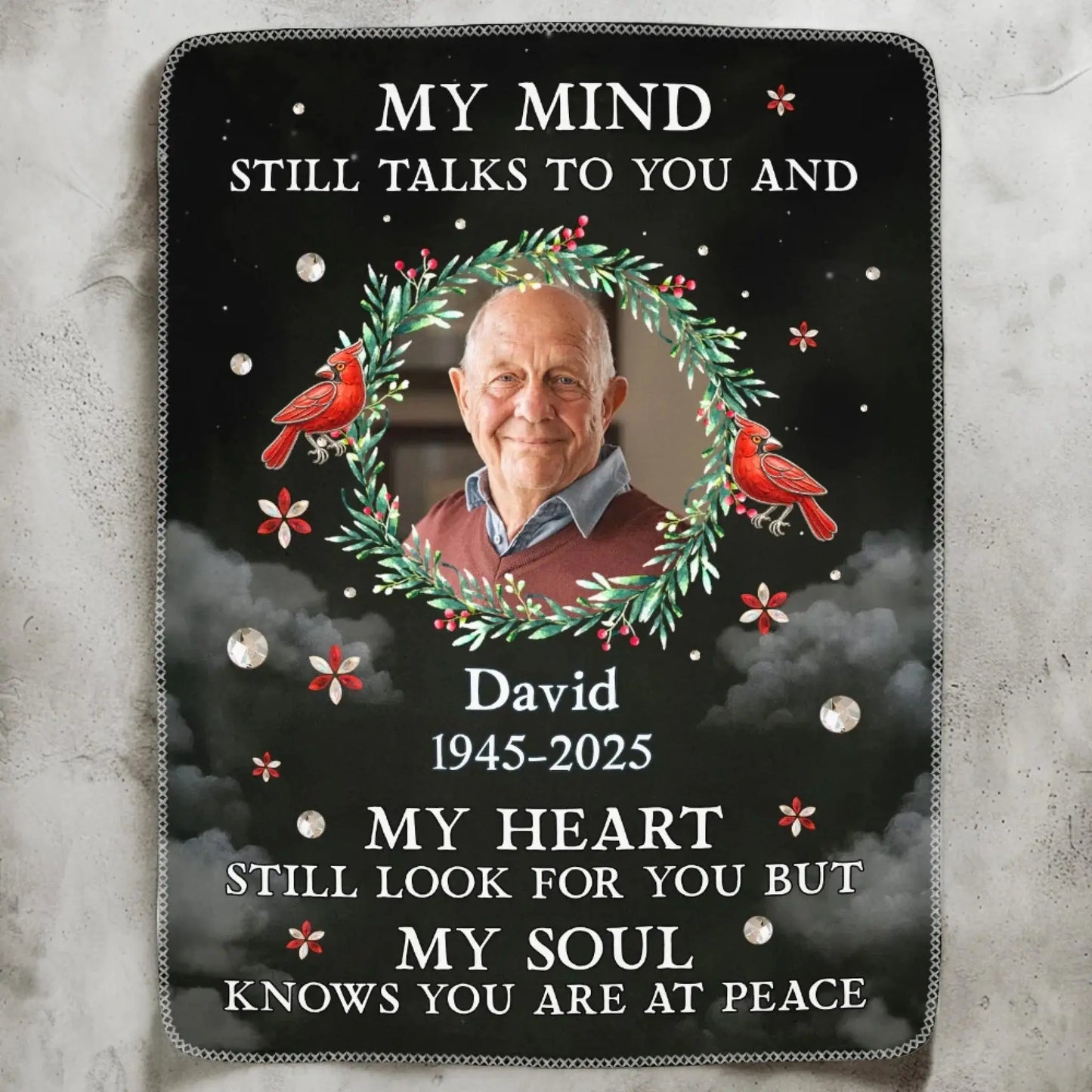 My Mind Still Talks To You – Personalized Memorial Photo Blanket – Comforting Sympathy Gift & Heartfelt Keepsake for Loved Ones Ezcustomize