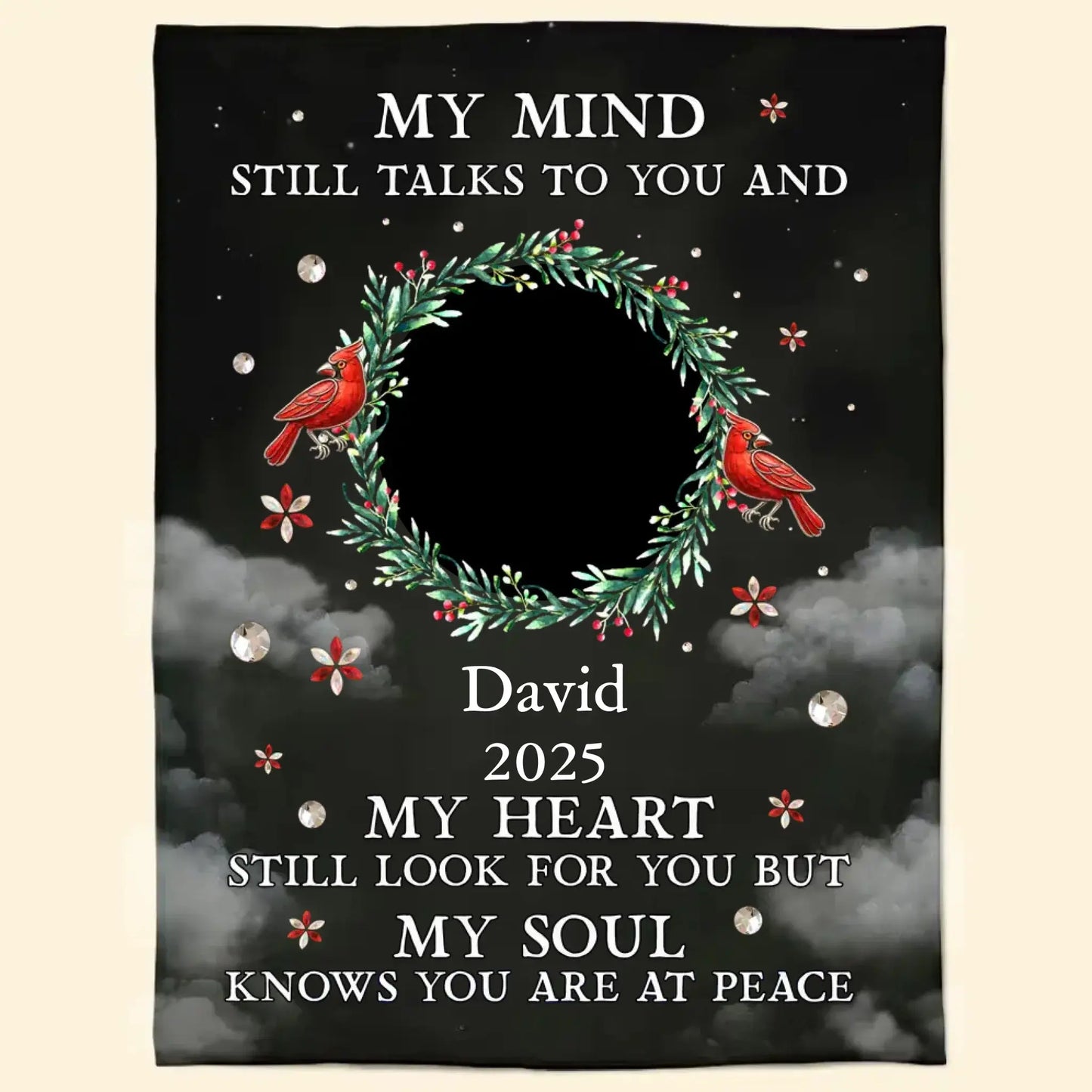 My Mind Still Talks To You – Personalized Memorial Photo Blanket – Comforting Sympathy Gift & Heartfelt Keepsake for Loved Ones Ezcustomize