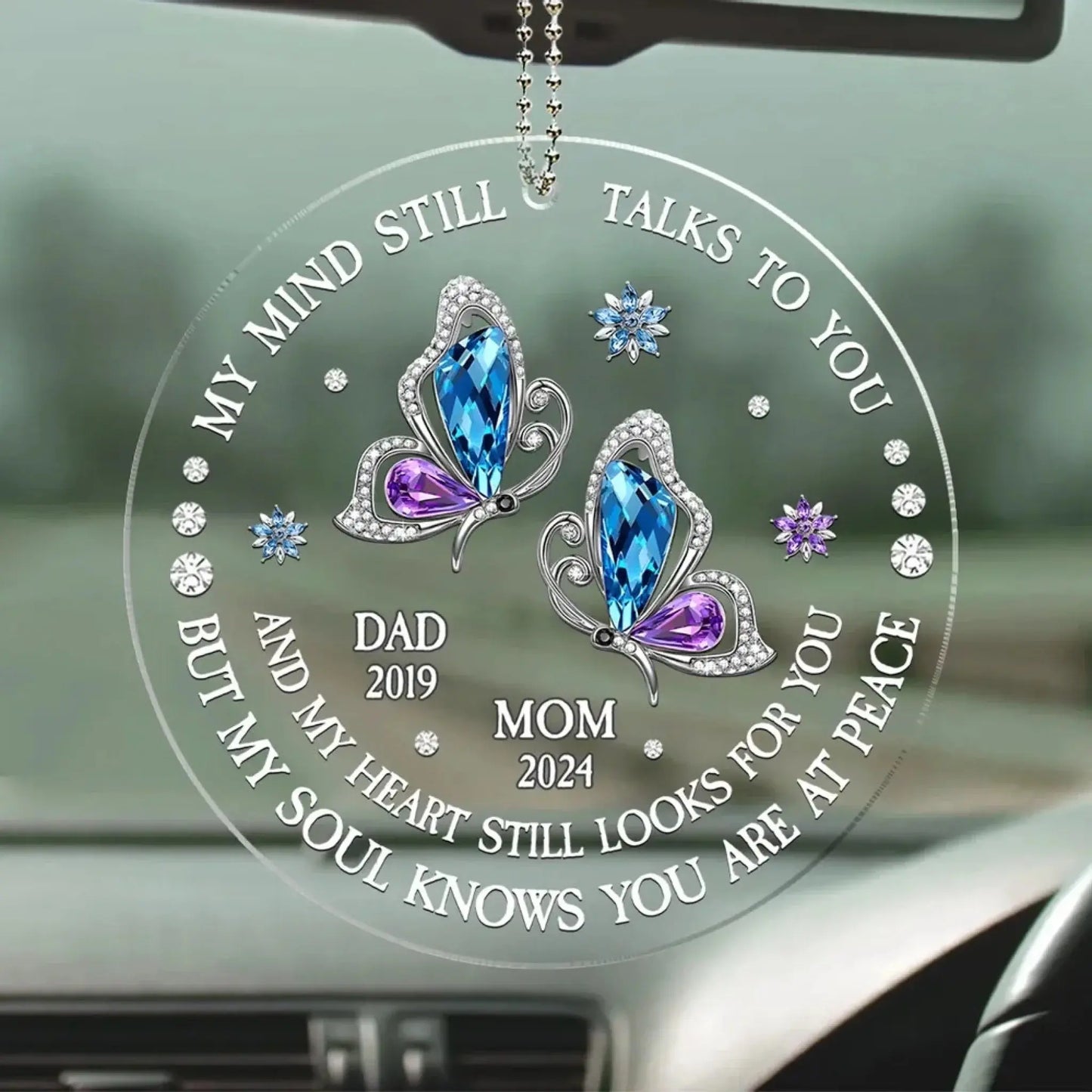 My Soul Knows You Are at Peace – Personalized Custom Car Ornament – Heartfelt Memorial Gift for Honoring a Lost Loved One Ezcustomize
