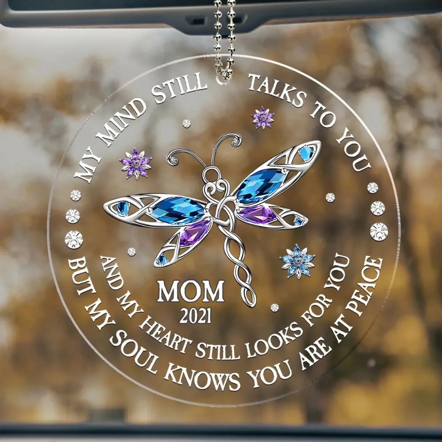 My Soul Knows You Are at Peace – Personalized Custom Car Ornament – Heartfelt Memorial Gift for Honoring a Lost Loved One Ezcustomize