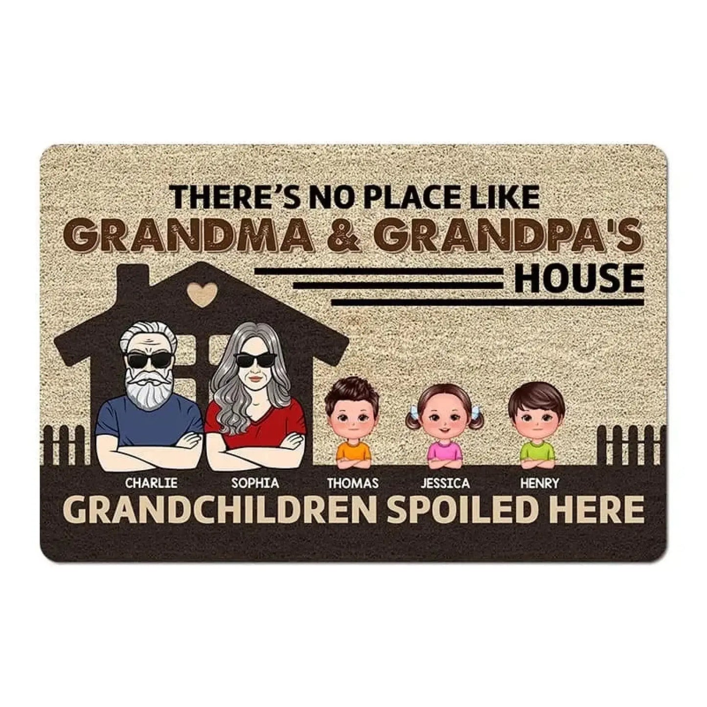 "No Place Like Grandparents’ House" Doormat - Cute Personalized Gift for Grandma & Grandpa Ezcustomize