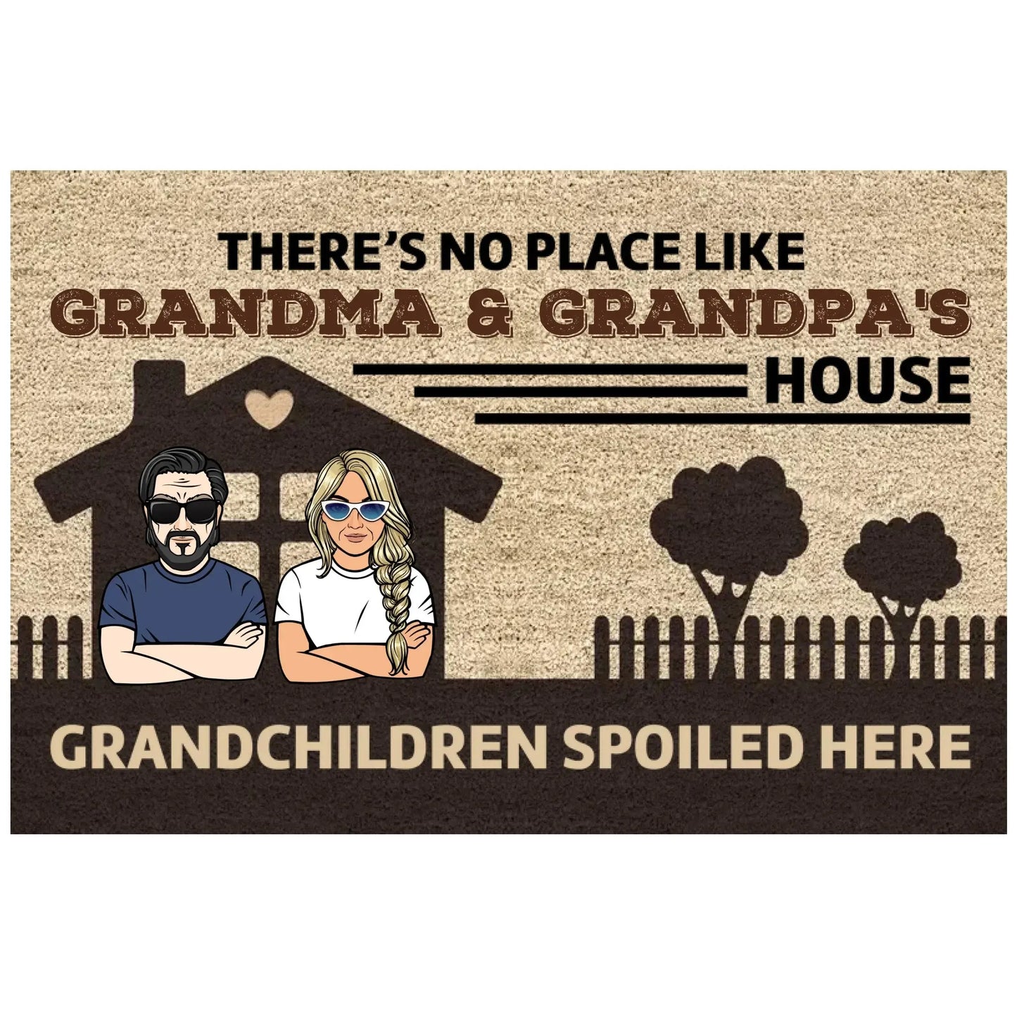 "No Place Like Grandparents’ House" Doormat - Cute Personalized Gift for Grandma & Grandpa Ezcustomize