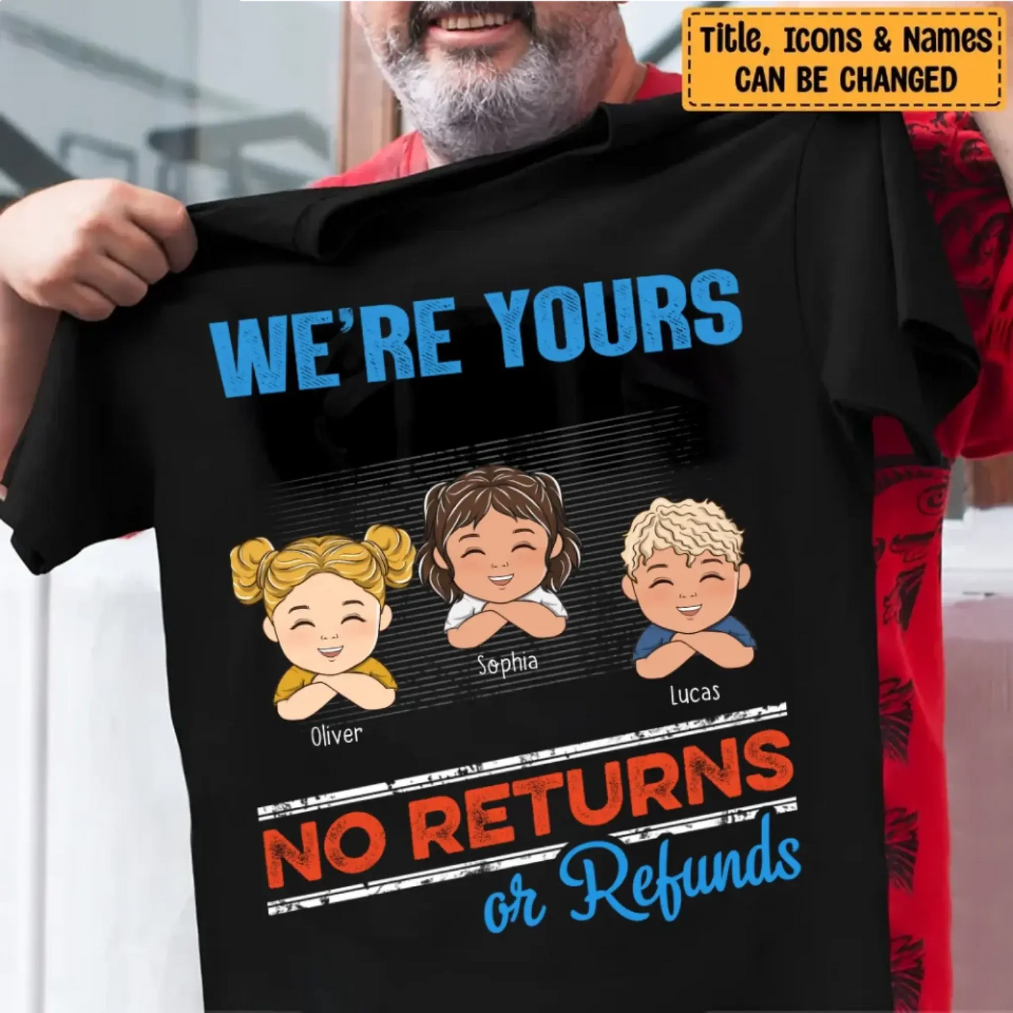 No Returns or Refunds Grandkids – Personalized T-Shirt/Hoodie/Sweatshirt – Funny Custom Gift for Grandma or Grandpa Ezcustomize