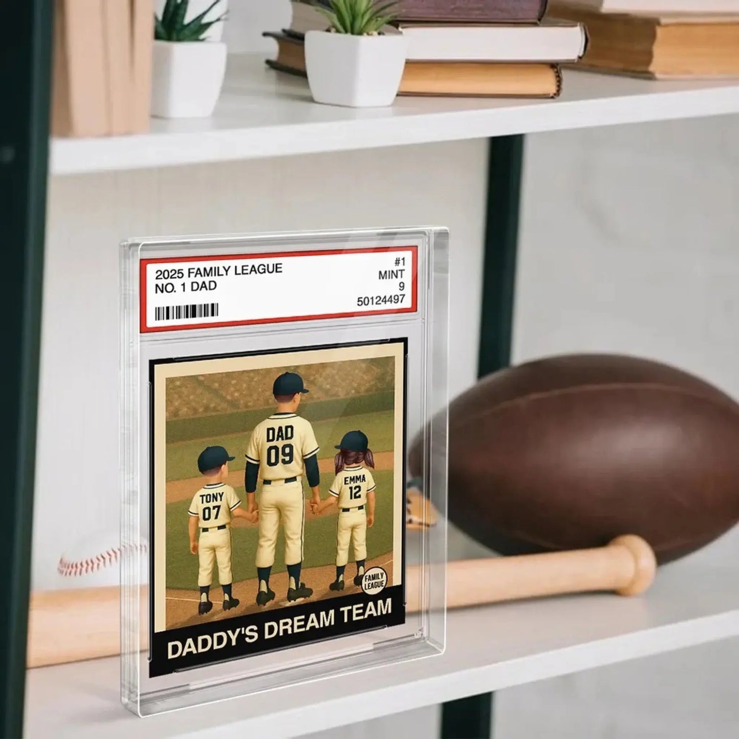 No.1 Baseball Dad or Grandpa Plaque – Personalized Trading Card Style Acrylic Block – Gift for Father’s Day or Birthday Ezcustomize
