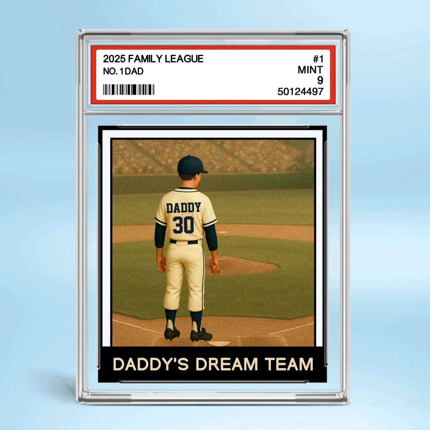 No.1 Baseball Dad or Grandpa Plaque – Personalized Trading Card Style Acrylic Block – Gift for Father’s Day or Birthday Ezcustomize