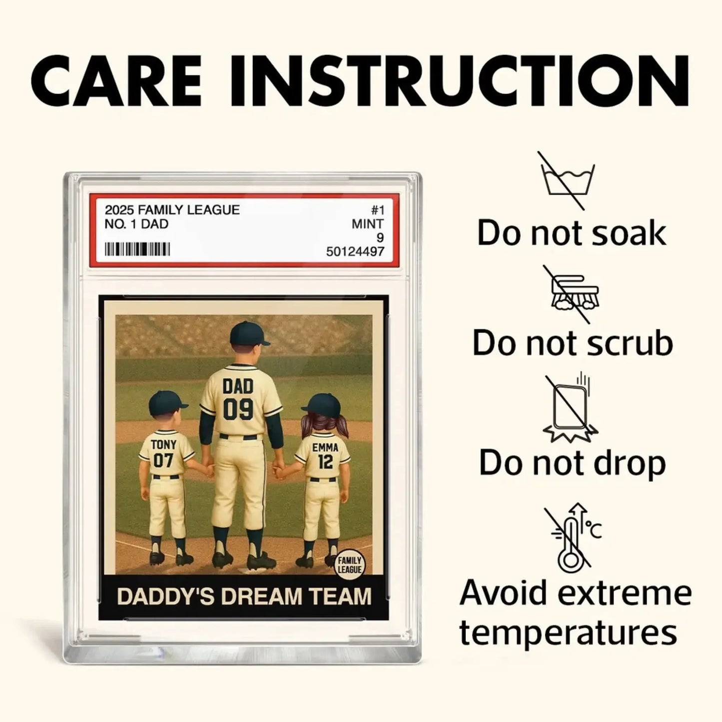 No.1 Baseball Dad or Grandpa Plaque – Personalized Trading Card Style Acrylic Block – Gift for Father’s Day or Birthday Ezcustomize