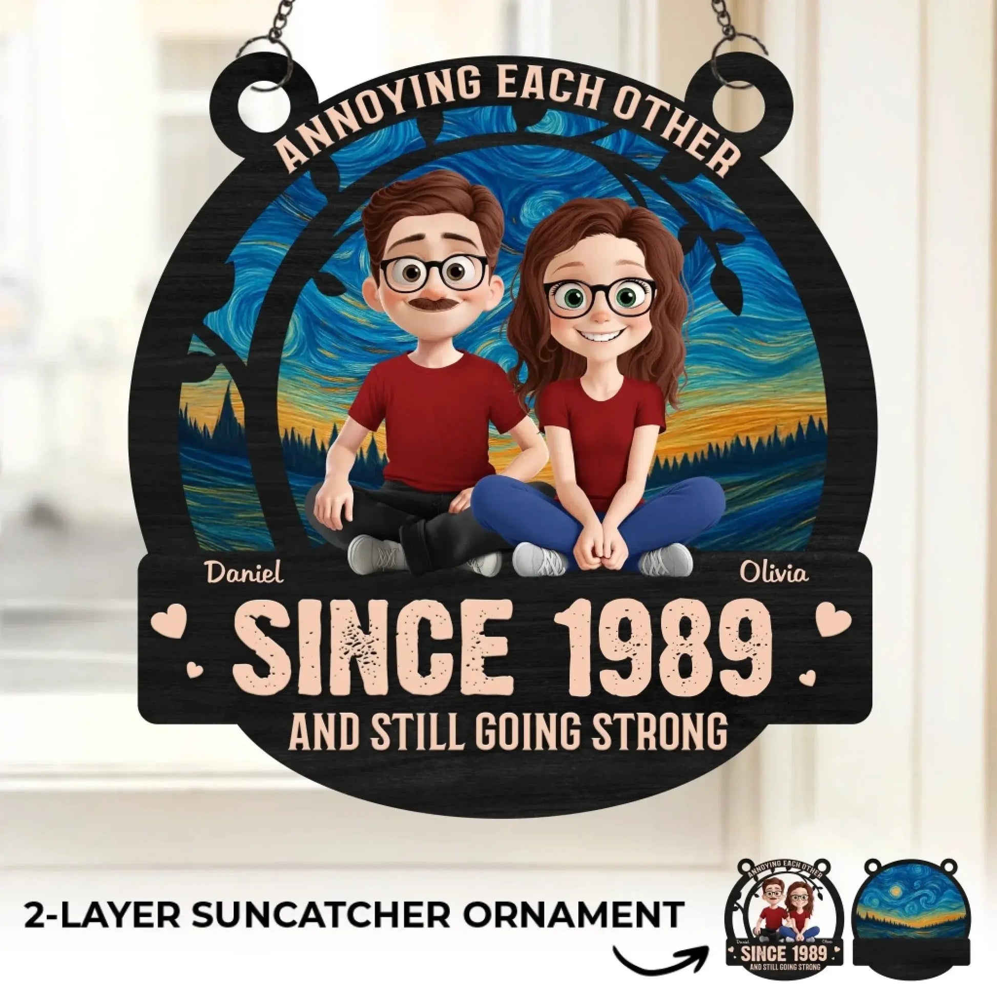 Old Love, New Jokes – Custom Window Hanging Suncatcher Ornament – Personalized Anniversary & Wedding Gift for Husband and Wife, Him and Her  Ezcustomize