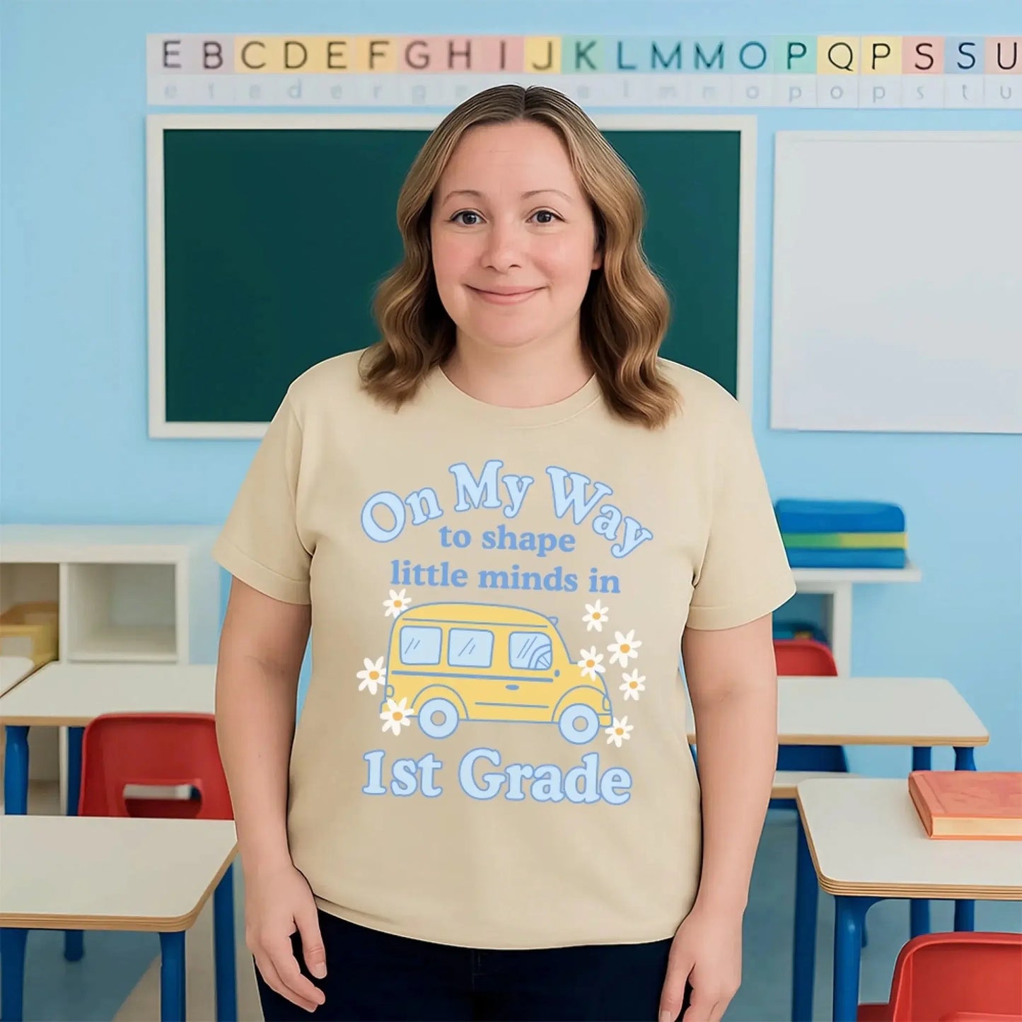 On My Way To Do Big Things – Personalized Grade Level Shirt and Cap for Kids & Teachers – Cute Back to School Custom Tees & Denim Cap Ezcustomize