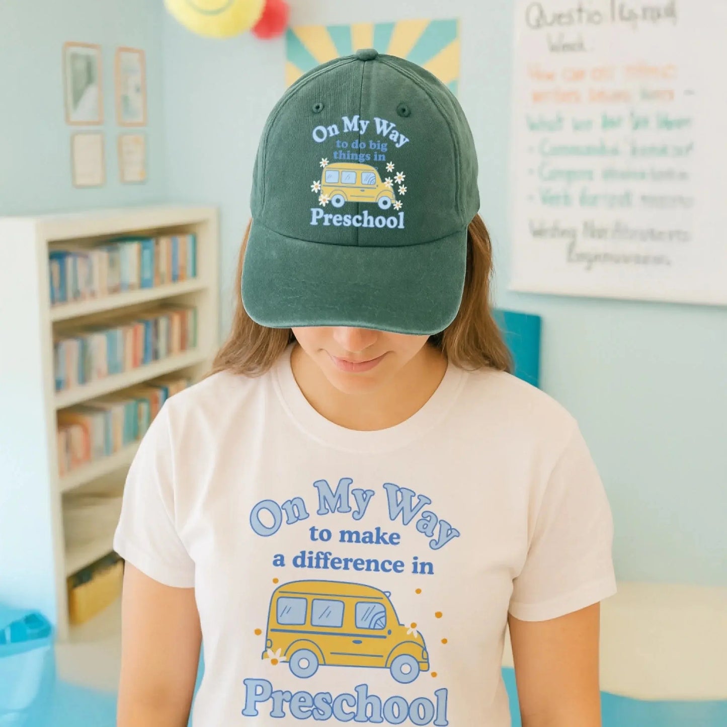 On My Way To Do Big Things – Personalized Grade Level Shirt and Cap for Kids & Teachers – Cute Back to School Custom Tees & Denim Cap Ezcustomize