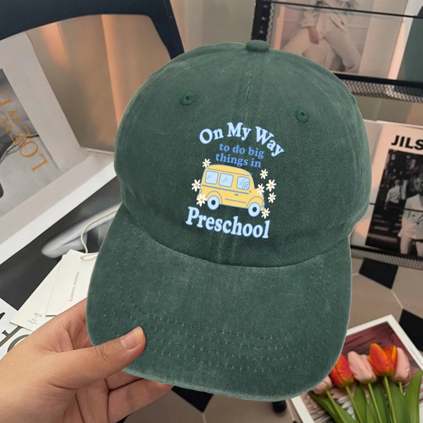 On My Way To Do Big Things – Personalized Grade Level Shirt and Cap for Kids & Teachers – Cute Back to School Custom Tees & Denim Cap Ezcustomize