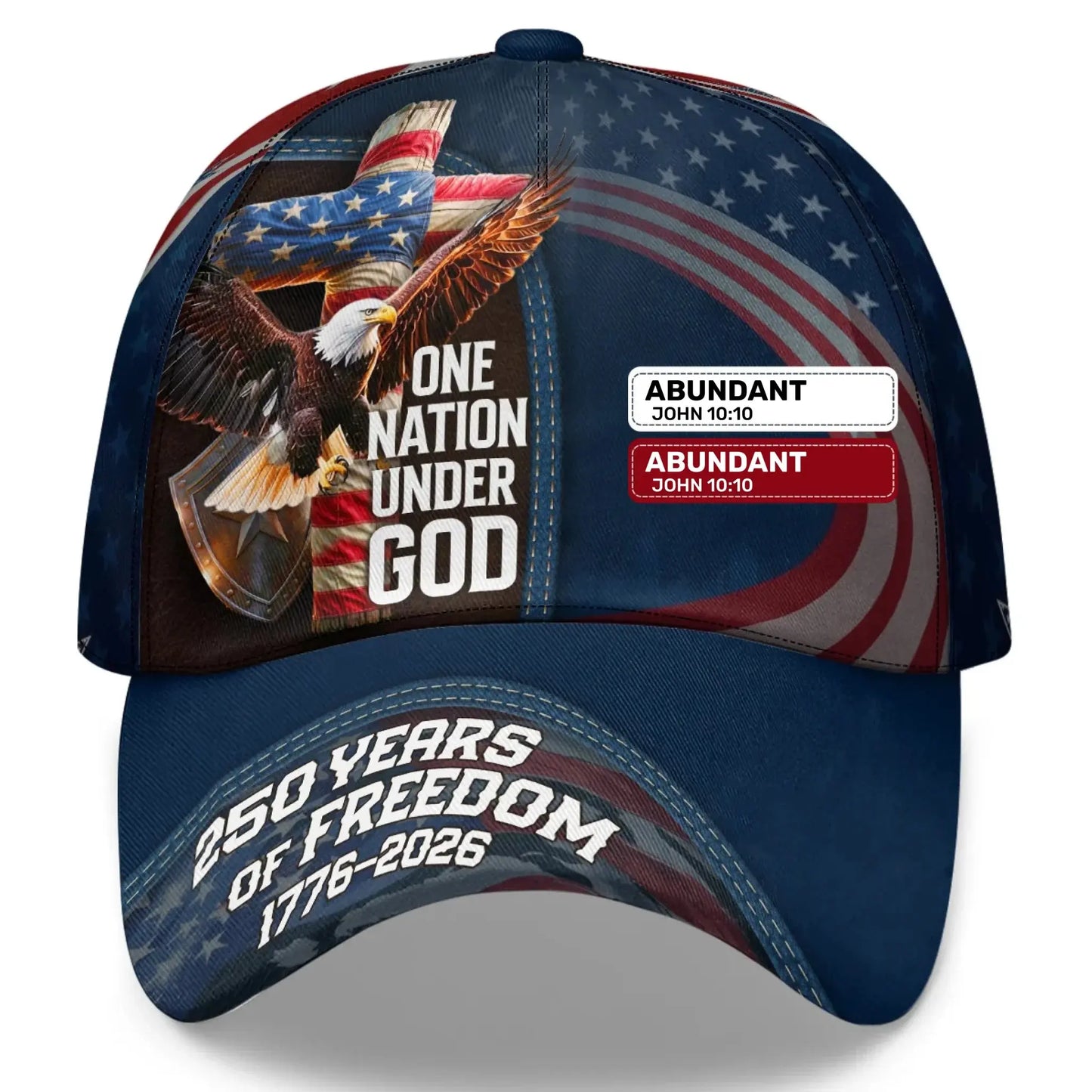 One Nation Under God – Personalized Classic Cap Hat – Patriotic Christian Birthday, Father’s Day & Faith Gift for Men or Women Ezcustomize
