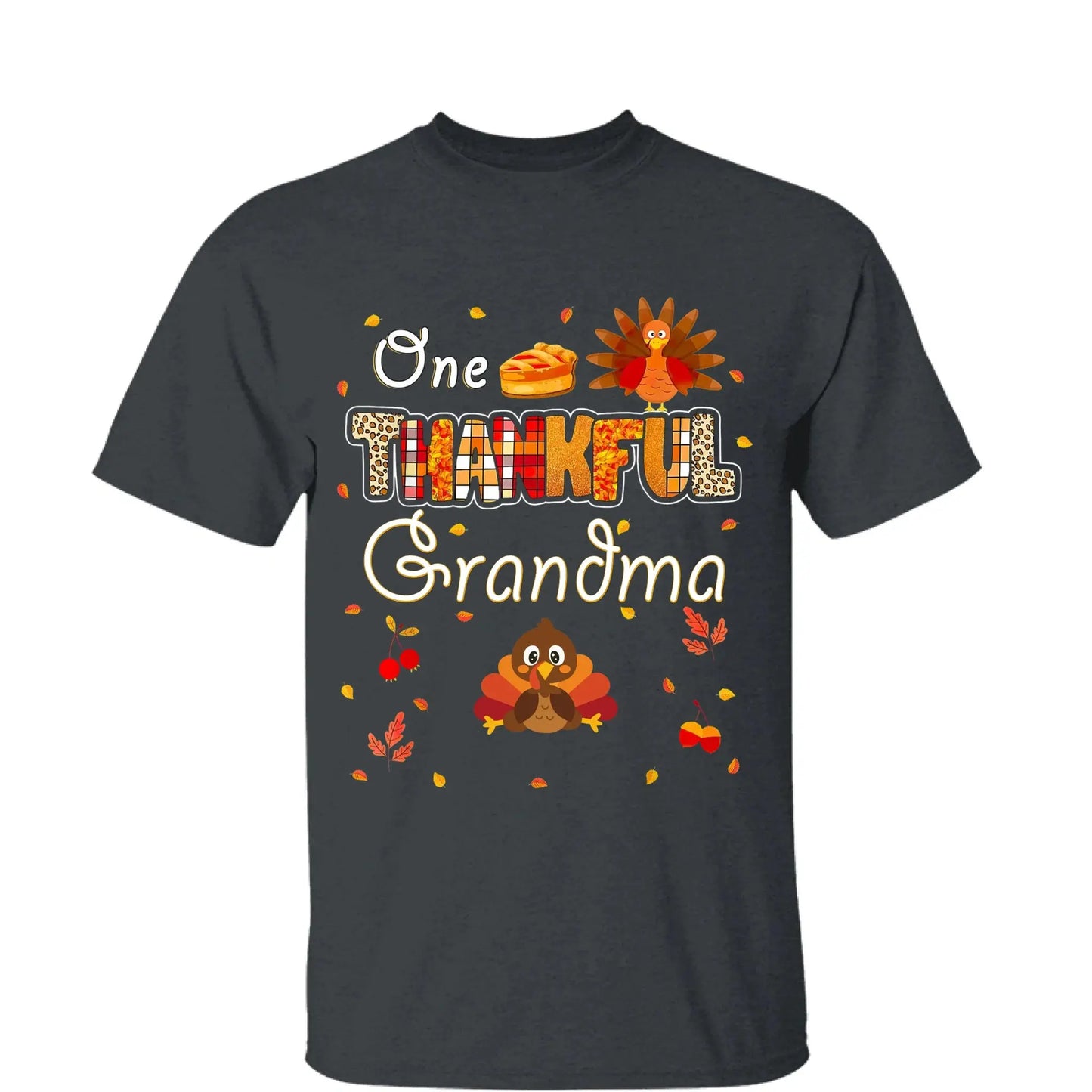 One Thankful Grandma with Up to 10 Little Turkeys – Personalized Custom T-Shirt – Funny Thanksgiving Gift for Grandma or Grandparent Ezcustomize