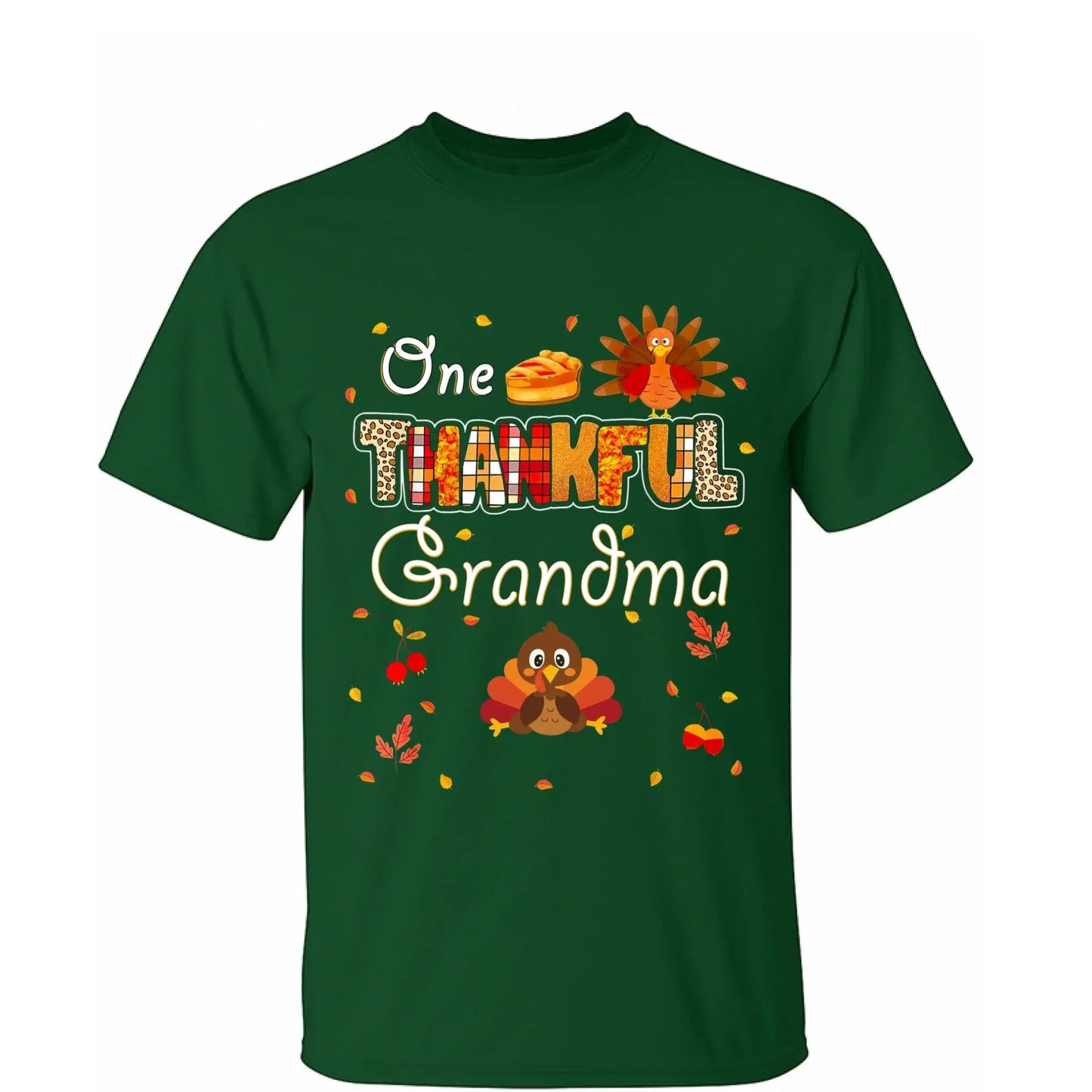 One Thankful Grandma with Up to 10 Little Turkeys – Personalized Custom T-Shirt – Funny Thanksgiving Gift for Grandma or Grandparent Ezcustomize
