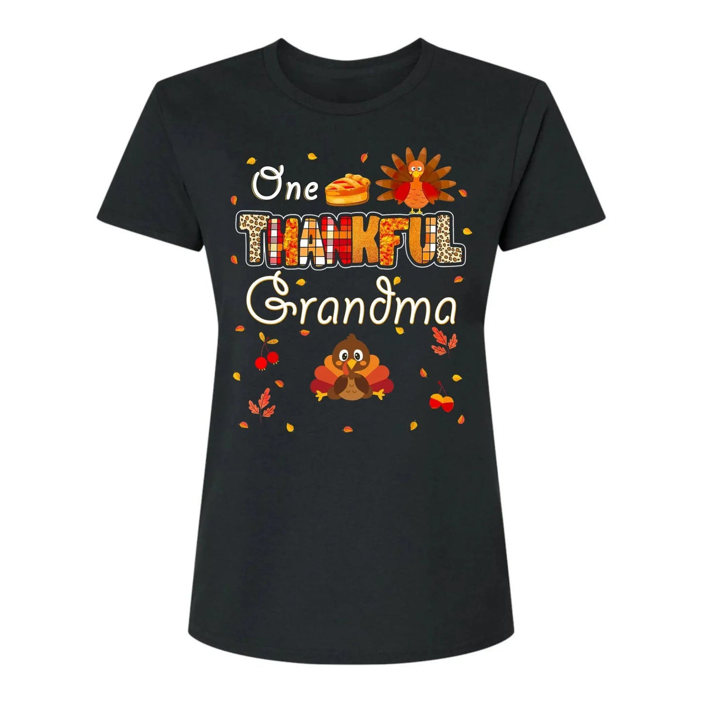 One Thankful Grandma with Up to 10 Little Turkeys – Personalized Custom T-Shirt – Funny Thanksgiving Gift for Grandma or Grandparent Ezcustomize