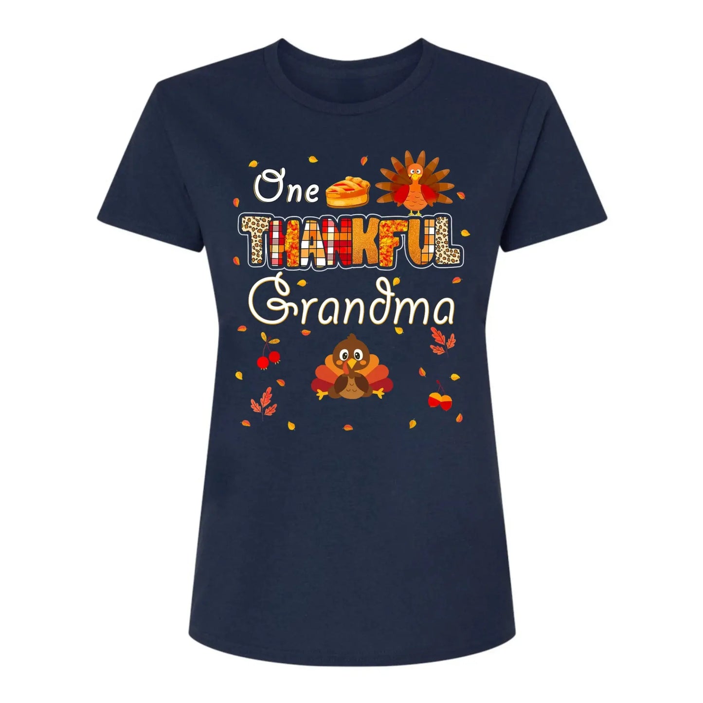 One Thankful Grandma with Up to 10 Little Turkeys – Personalized Custom T-Shirt – Funny Thanksgiving Gift for Grandma or Grandparent Ezcustomize