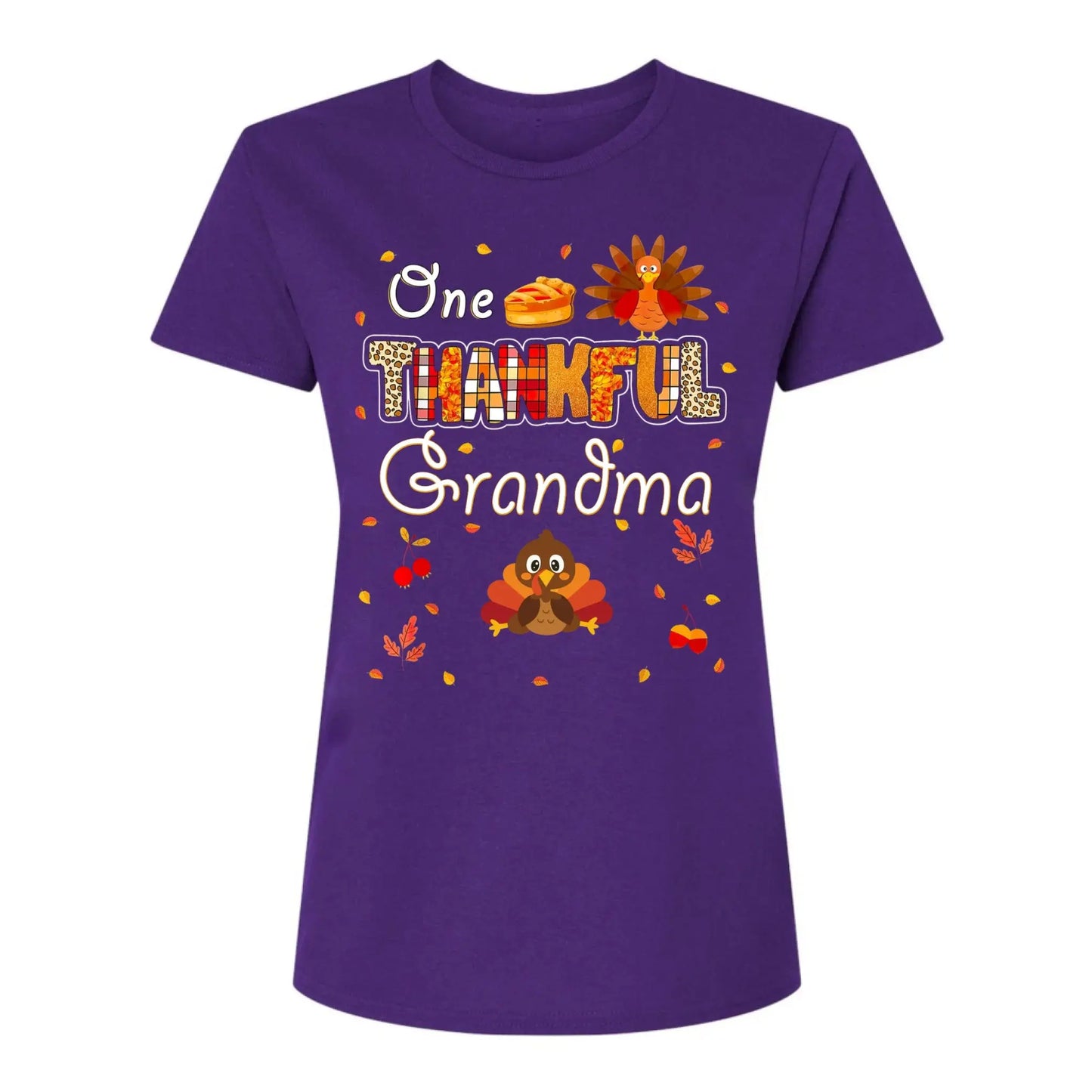 One Thankful Grandma with Up to 10 Little Turkeys – Personalized Custom T-Shirt – Funny Thanksgiving Gift for Grandma or Grandparent Ezcustomize